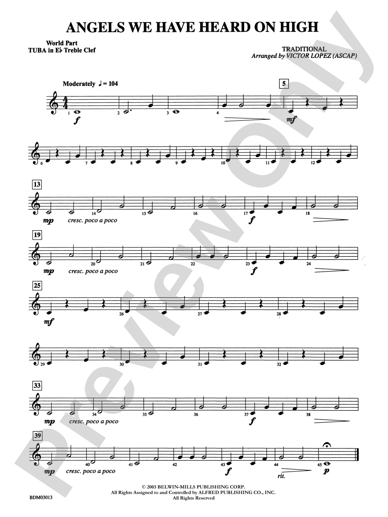 Angels We Have Heard on High: (wp) E-flat Tuba T.C.