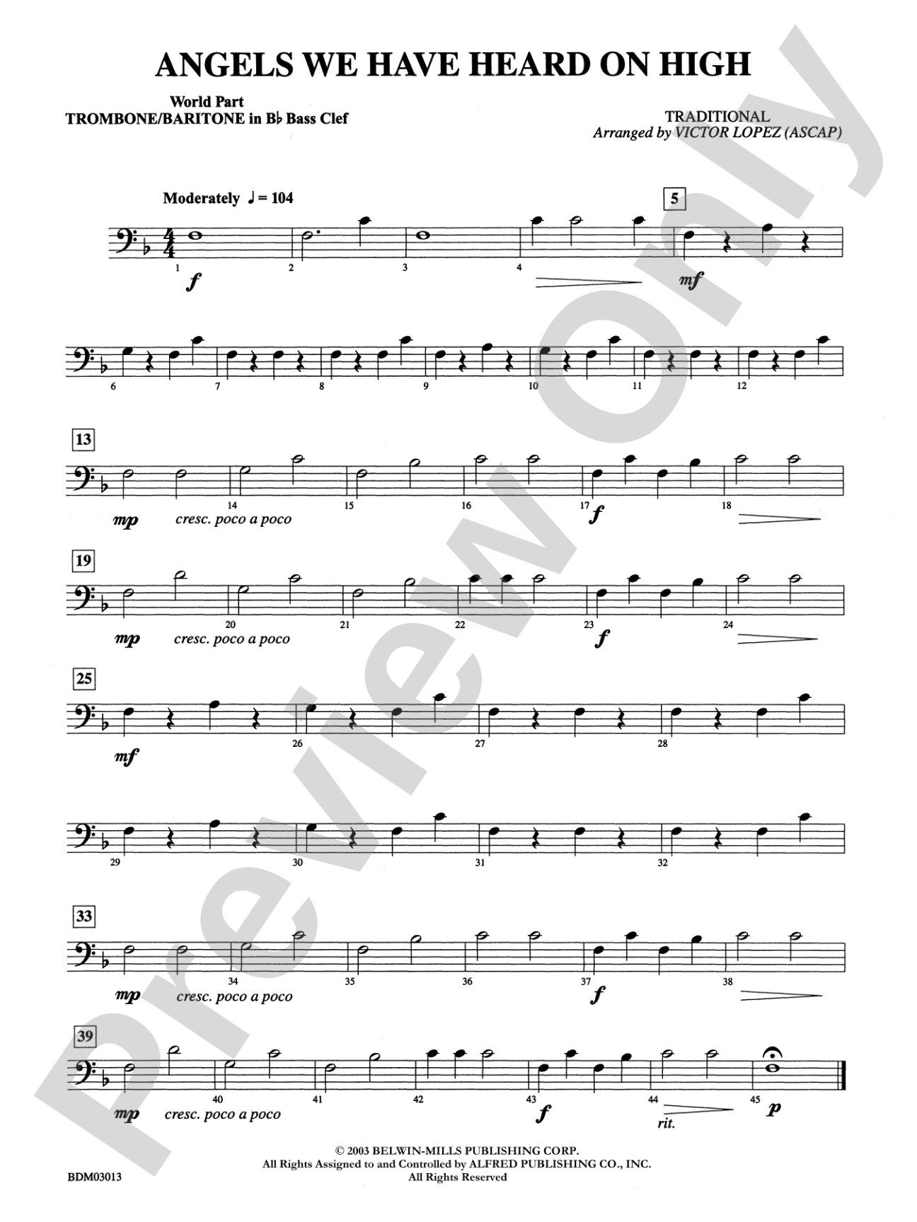 Angels We Have Heard on High: (wp) 1st B-flat Trombone B.C.