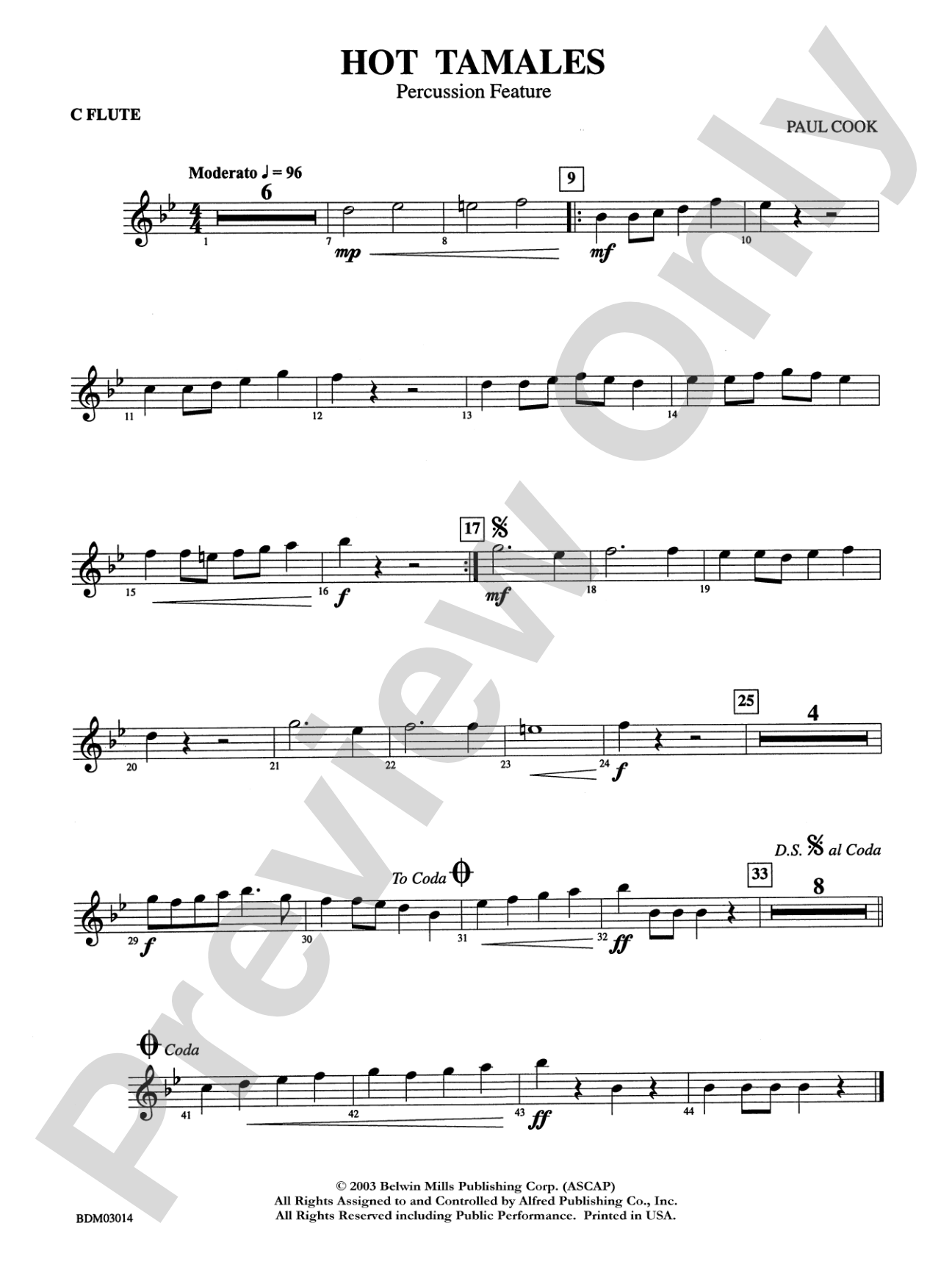 Hot Tamales (Percussion Feature): Flute