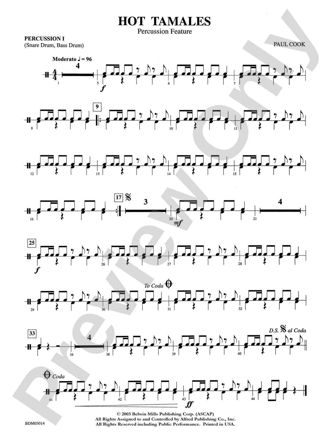 Hot Tamales (Percussion Feature): 1st Percussion