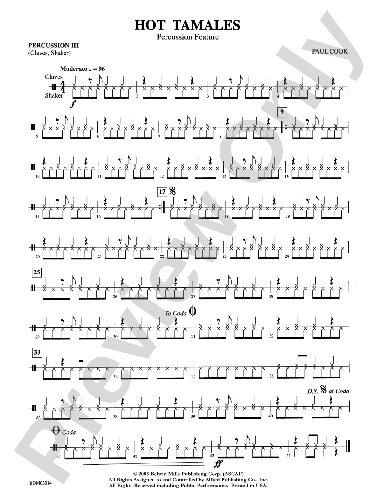 Hot Tamales (Percussion Feature): 3rd Percussion