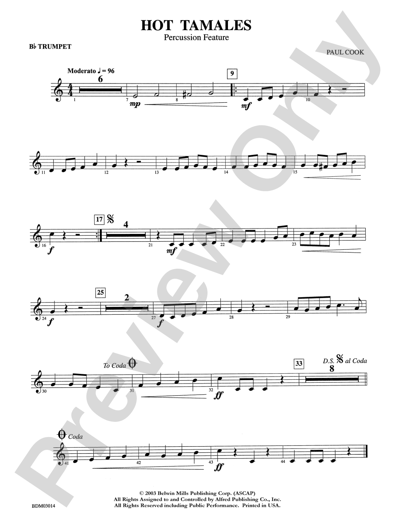 Hot Tamales (Percussion Feature): 1st B-flat Trumpet