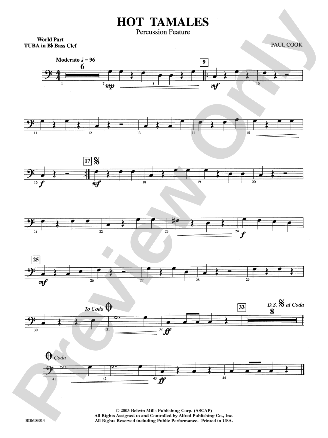 Hot Tamales (Percussion Feature): WP B-flat Tuba B.C.