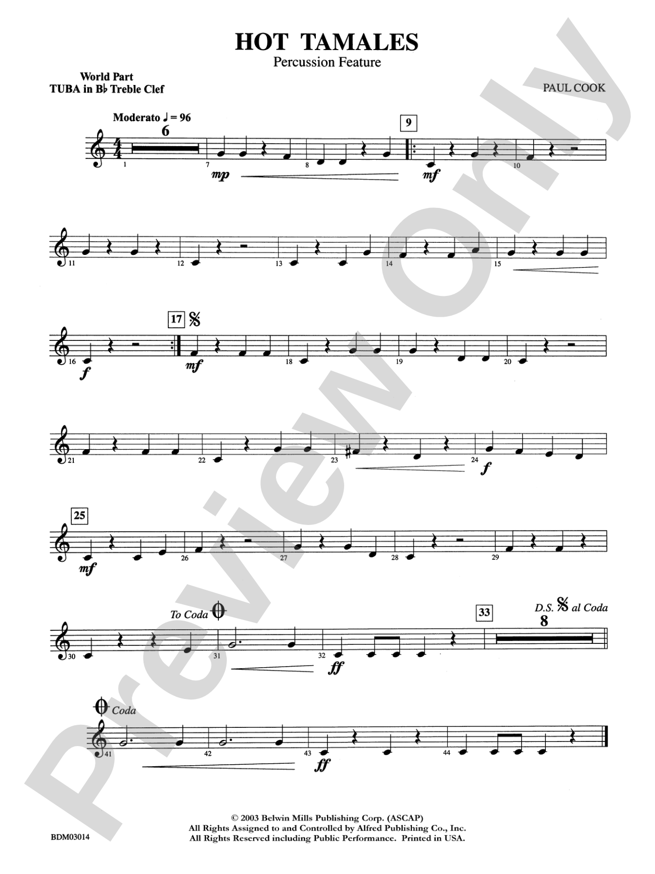 Hot Tamales (Percussion Feature): WP B-flat Tuba T.C.