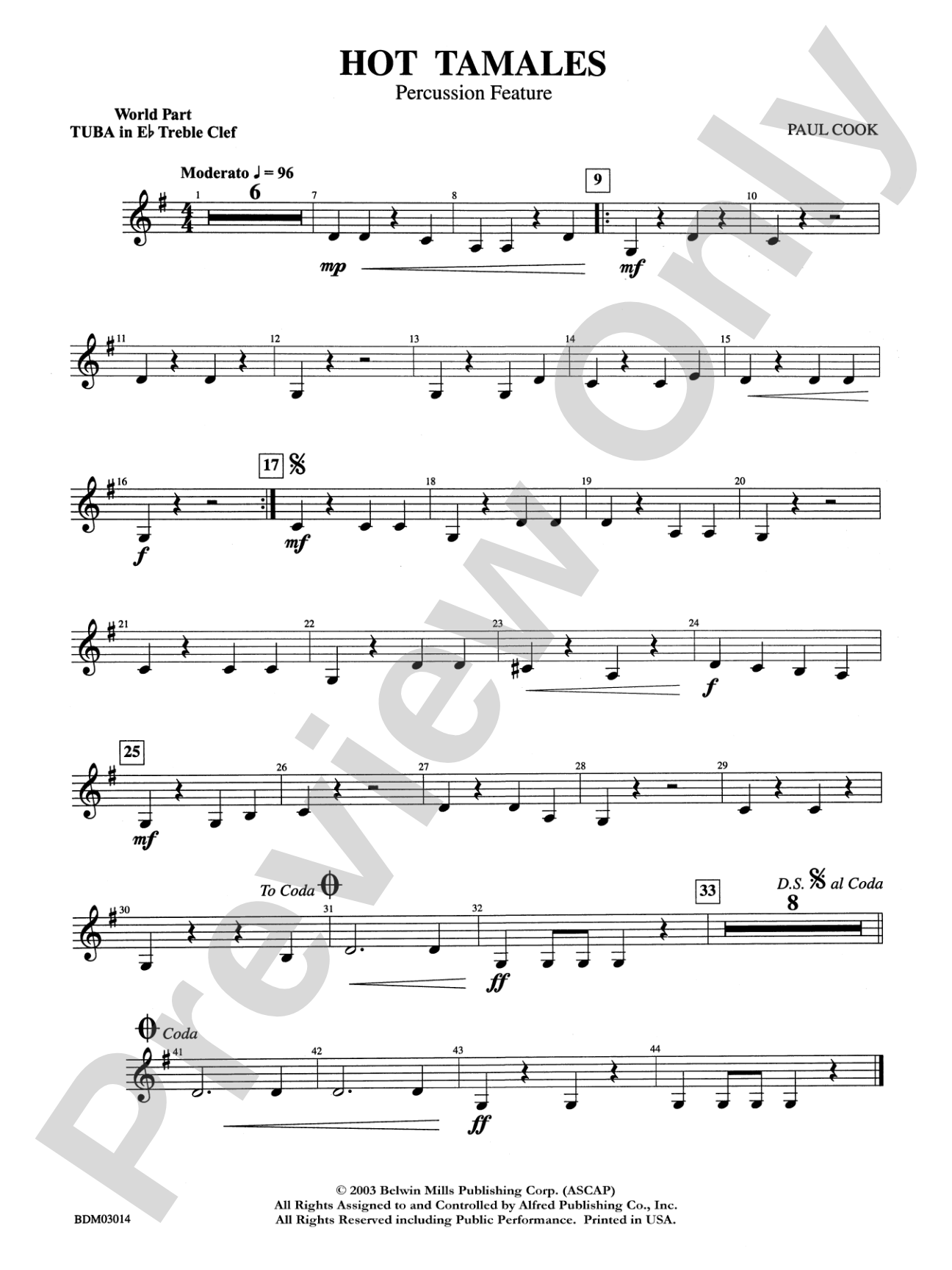 Hot Tamales (Percussion Feature): WP E-flat Tuba T.C.