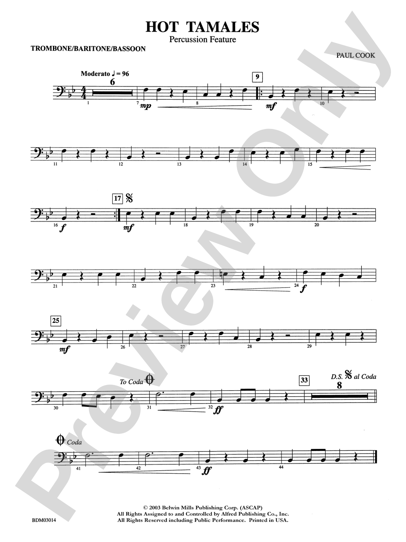 Hot Tamales (Percussion Feature): 1st Trombone