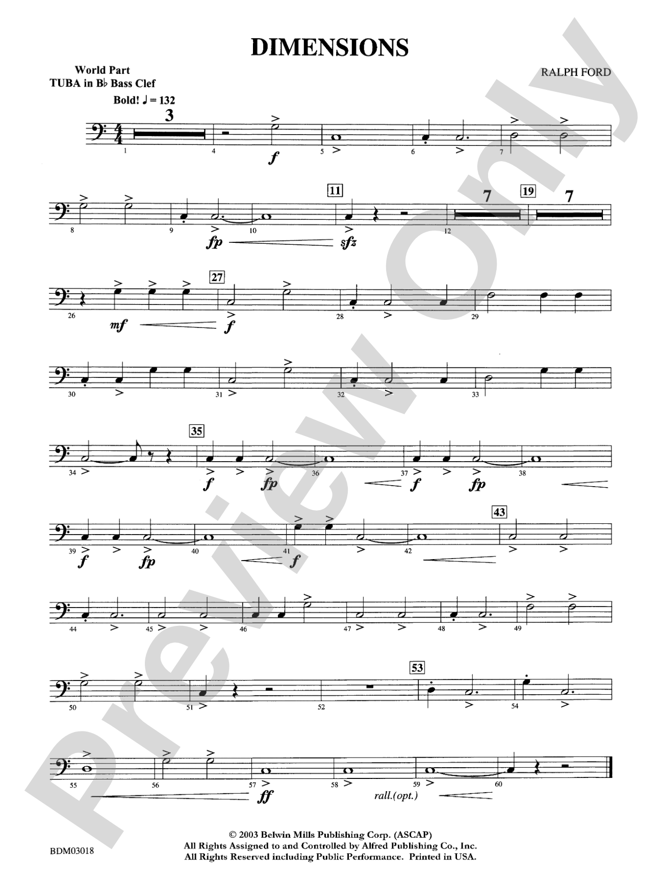 Dimensions: WP B-flat Tuba B.C.