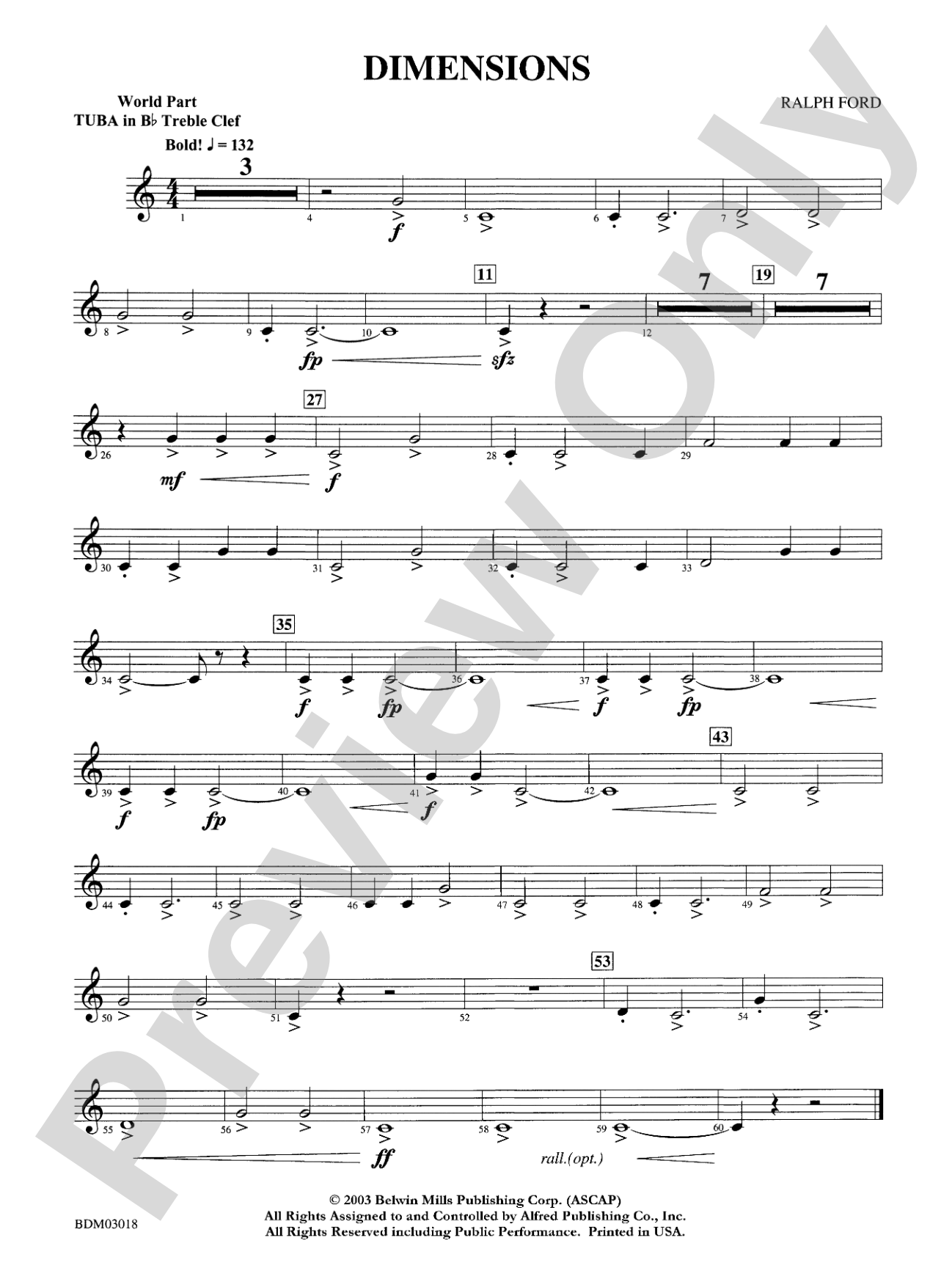 Dimensions: WP B-flat Tuba T.C.