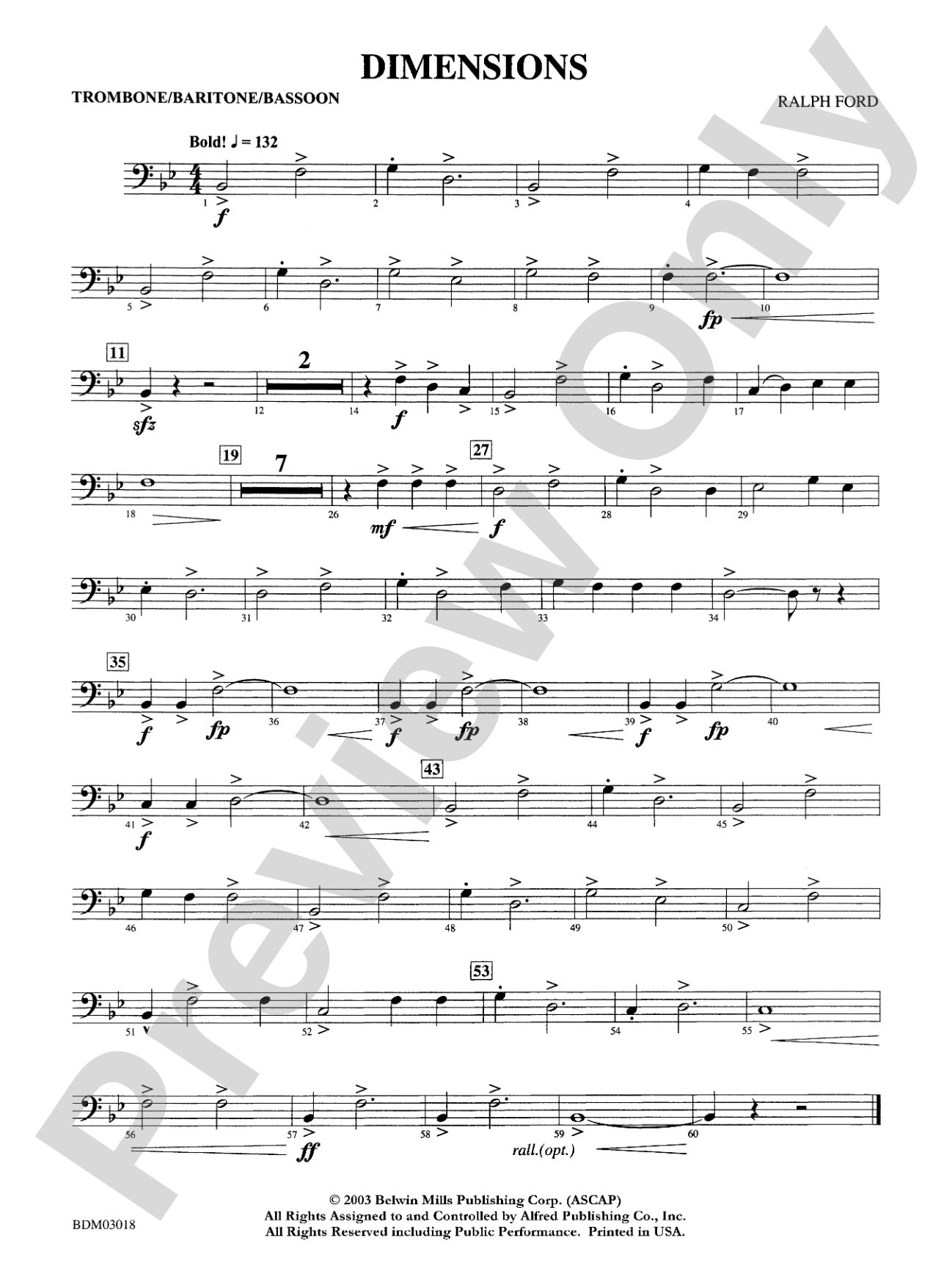 Dimensions: 1st Trombone