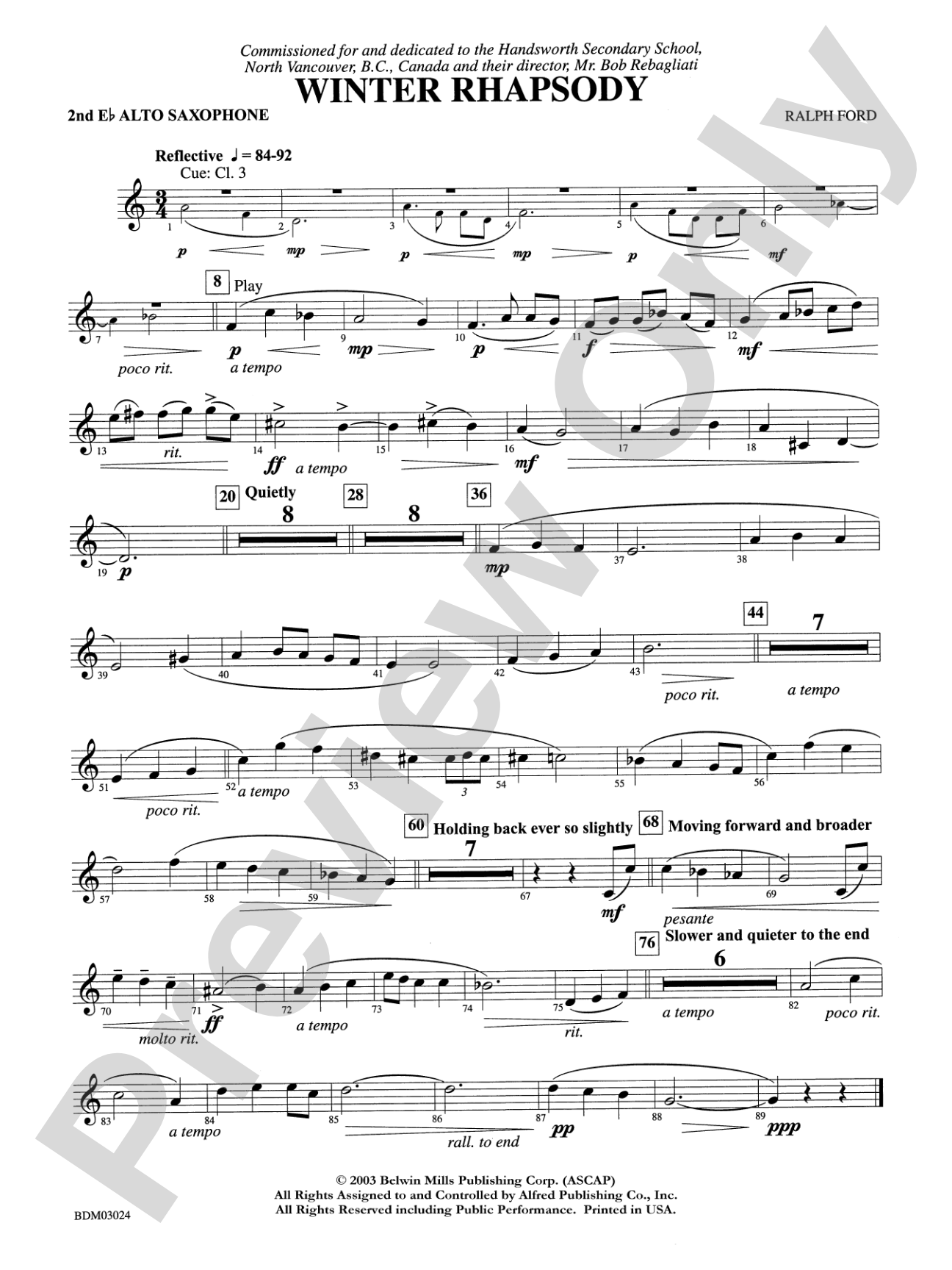 Winter Rhapsody: 2nd E-flat Alto Saxophone