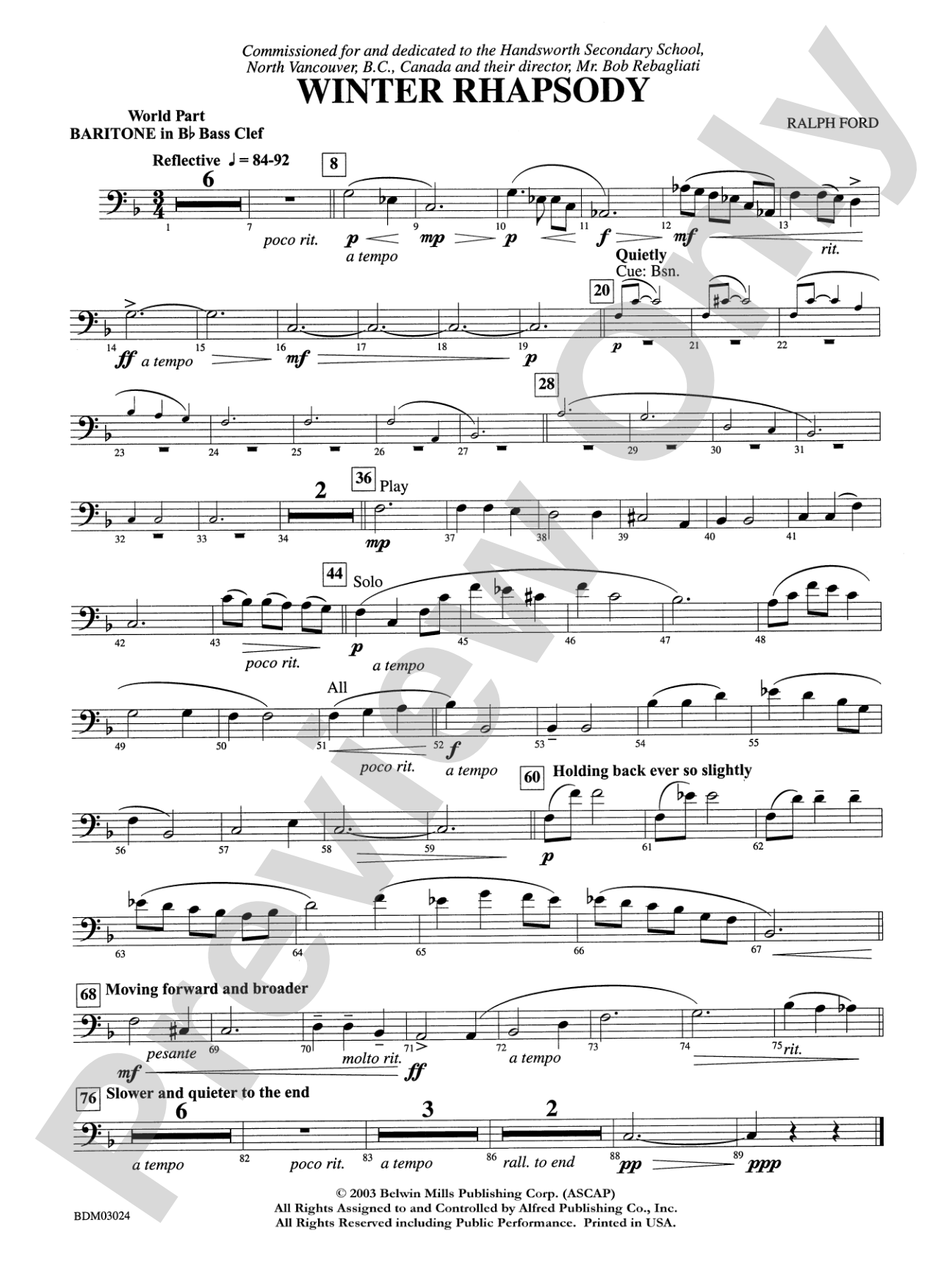 Winter Rhapsody: WP B-flat Baritone B.C.