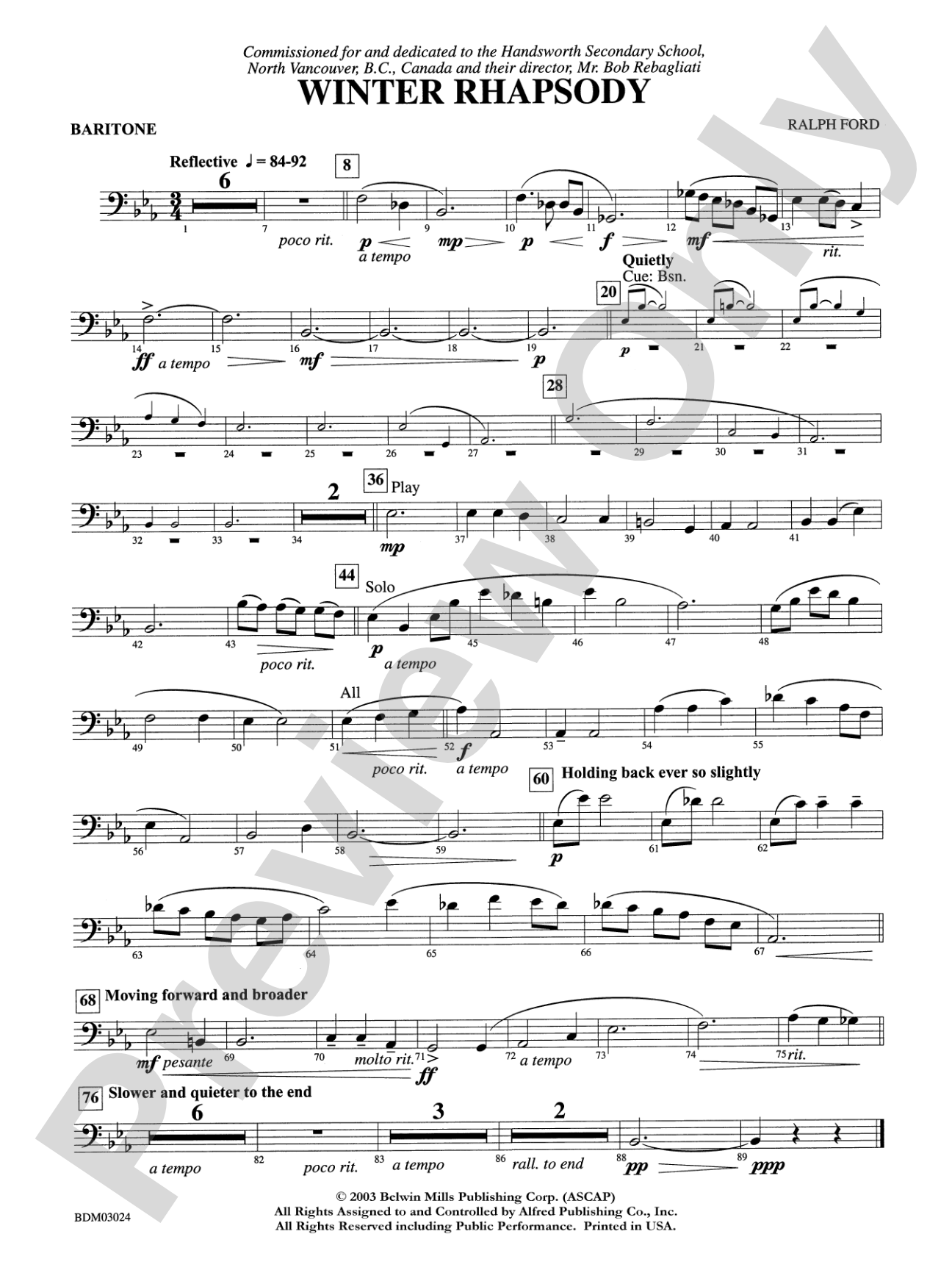 Winter Rhapsody: Baritone B.C.