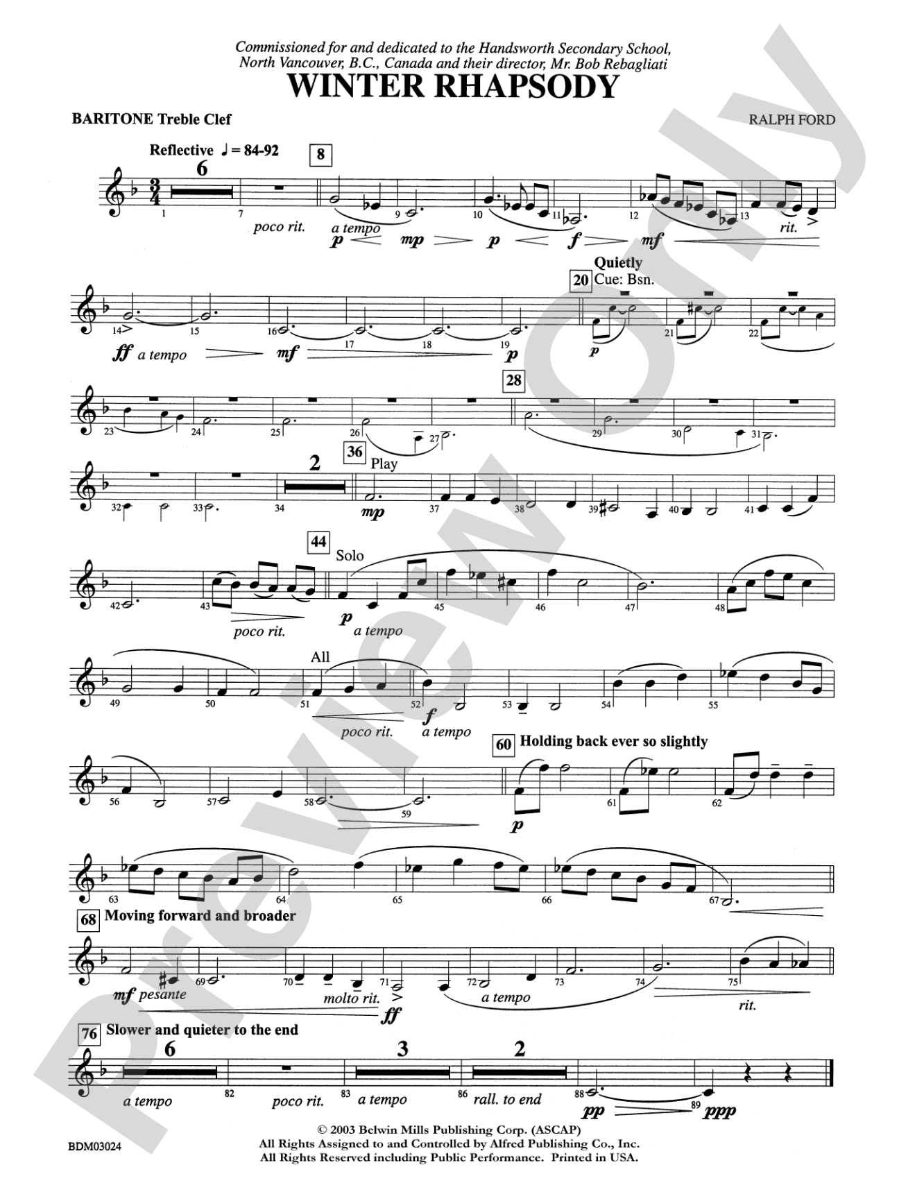 Winter Rhapsody: Baritone T.C.