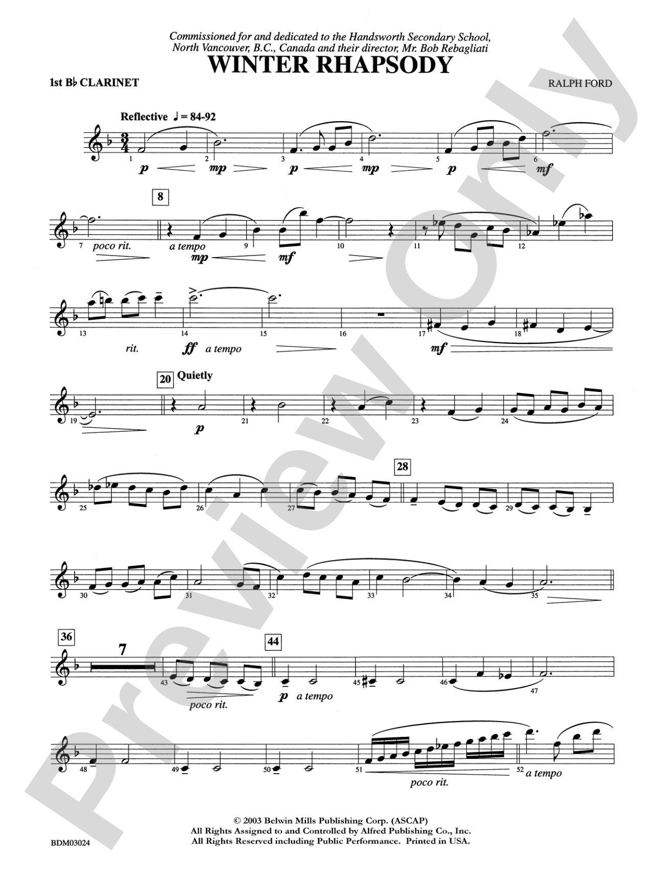 Winter Rhapsody: 1st B-flat Clarinet