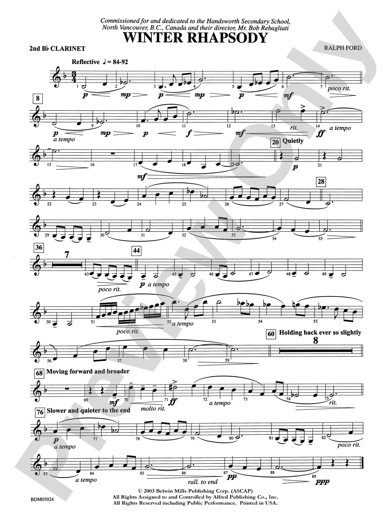 Winter Rhapsody: 2nd B-flat Clarinet