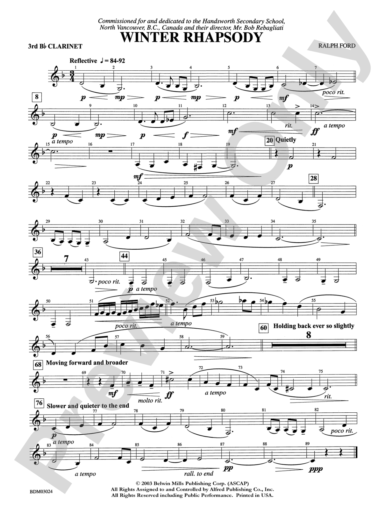 Winter Rhapsody: 3rd B-flat Clarinet