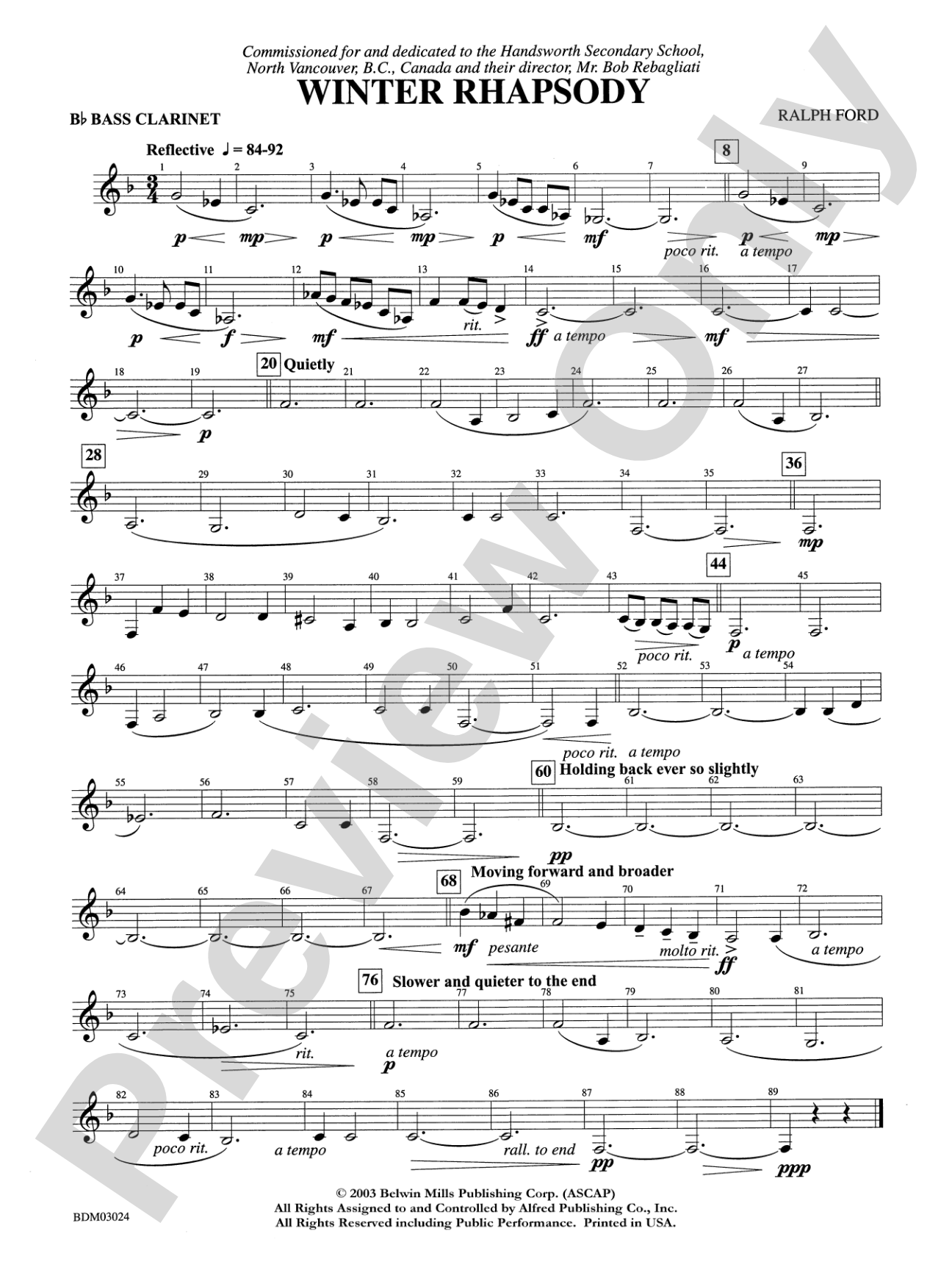 Winter Rhapsody: B-flat Bass Clarinet