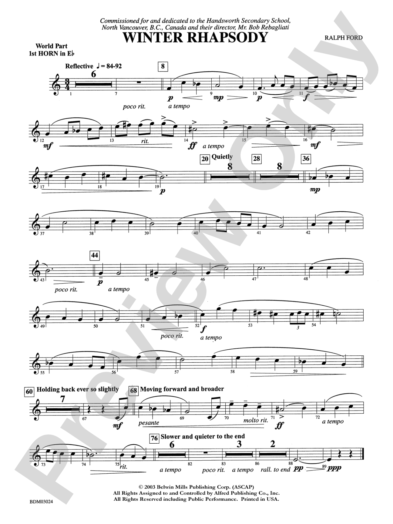 Winter Rhapsody: WP 1st Horn in E-flat