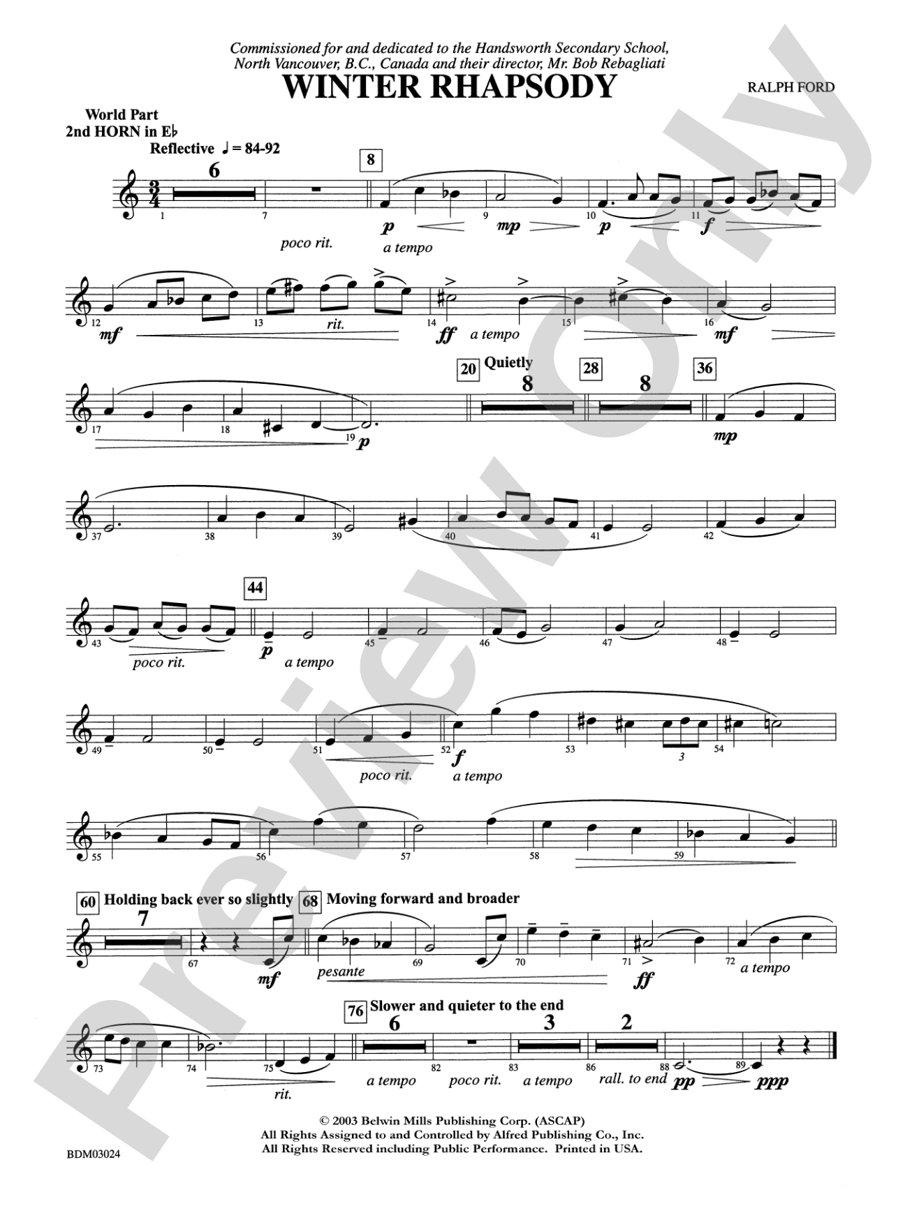 Winter Rhapsody: WP 2nd Horn in E-flat