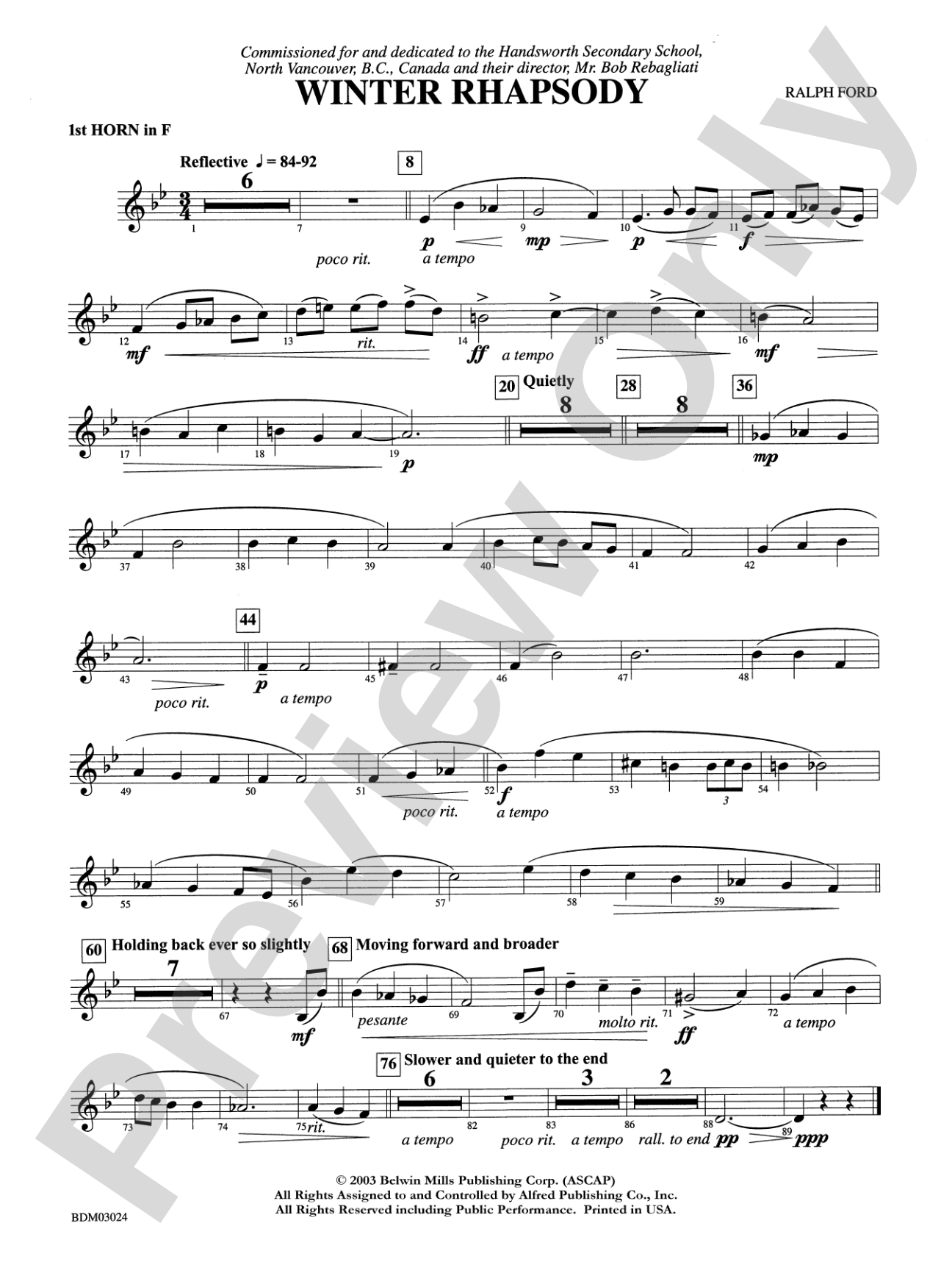 Winter Rhapsody: 1st F Horn