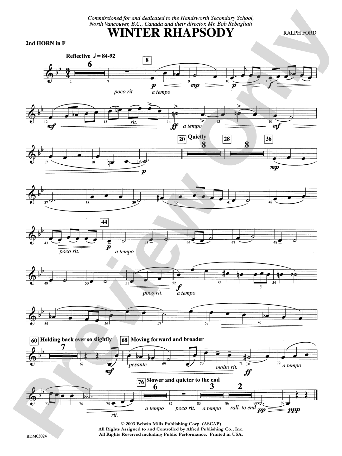 Winter Rhapsody: 2nd F Horn