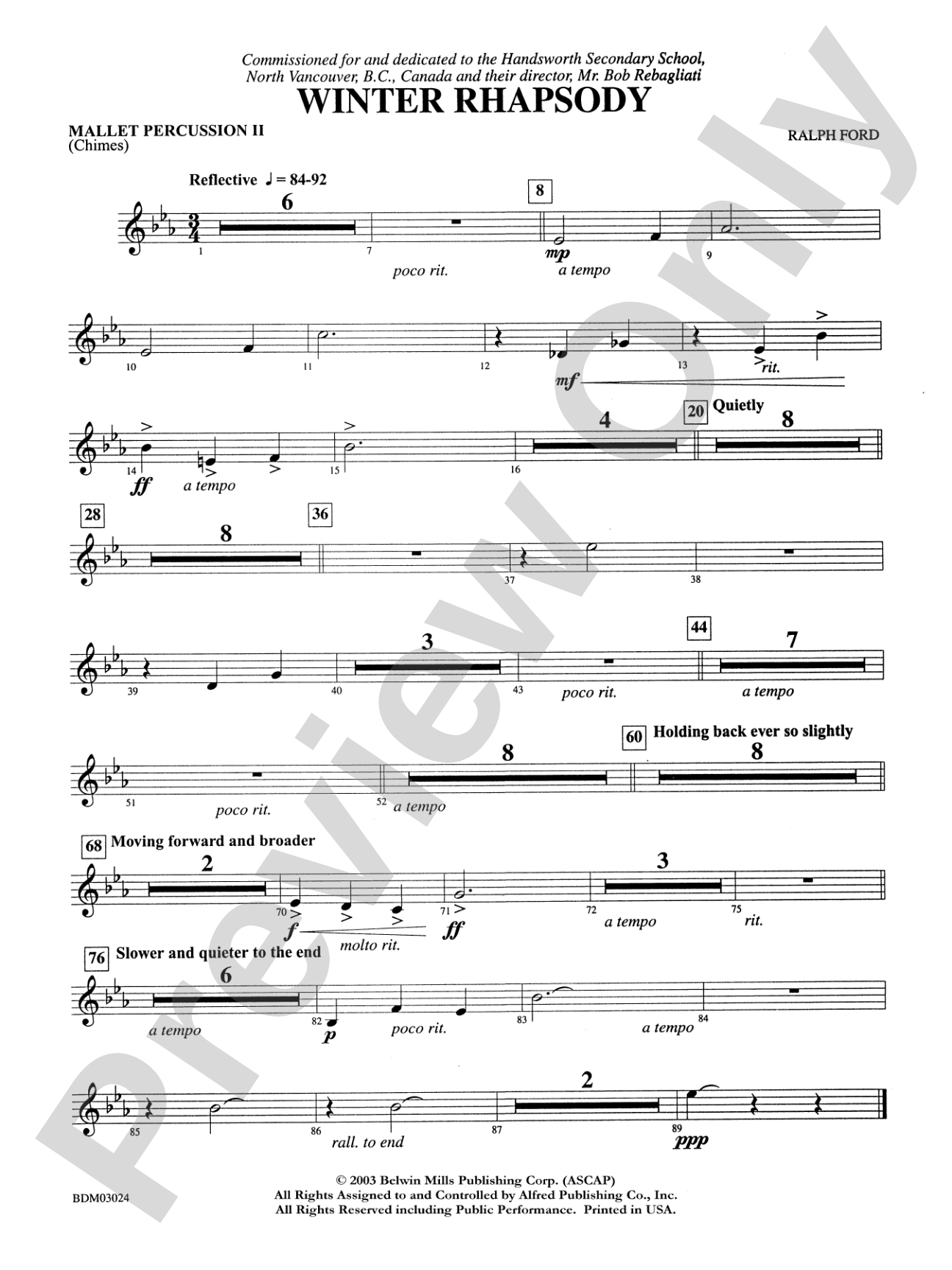 Winter Rhapsody: 2nd Mallet Percussion
