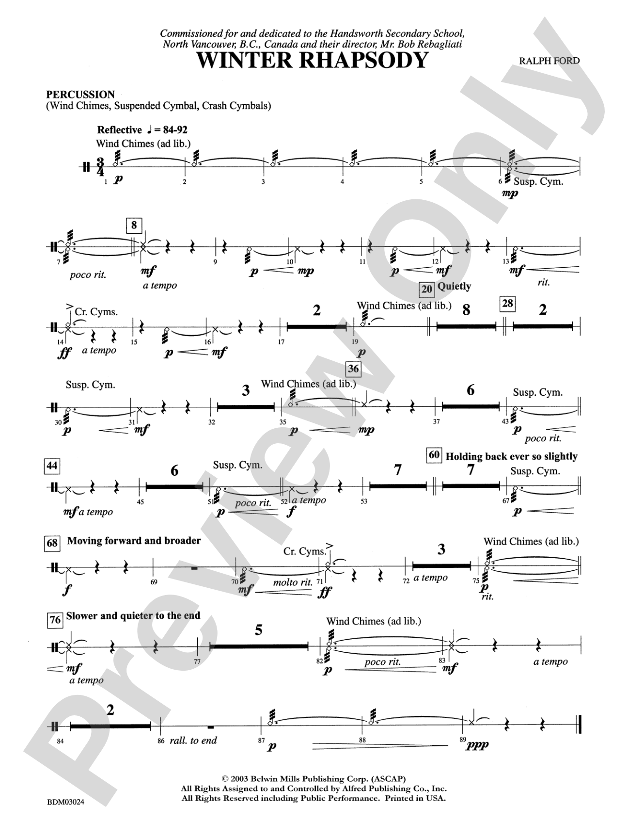 Winter Rhapsody: 1st Percussion