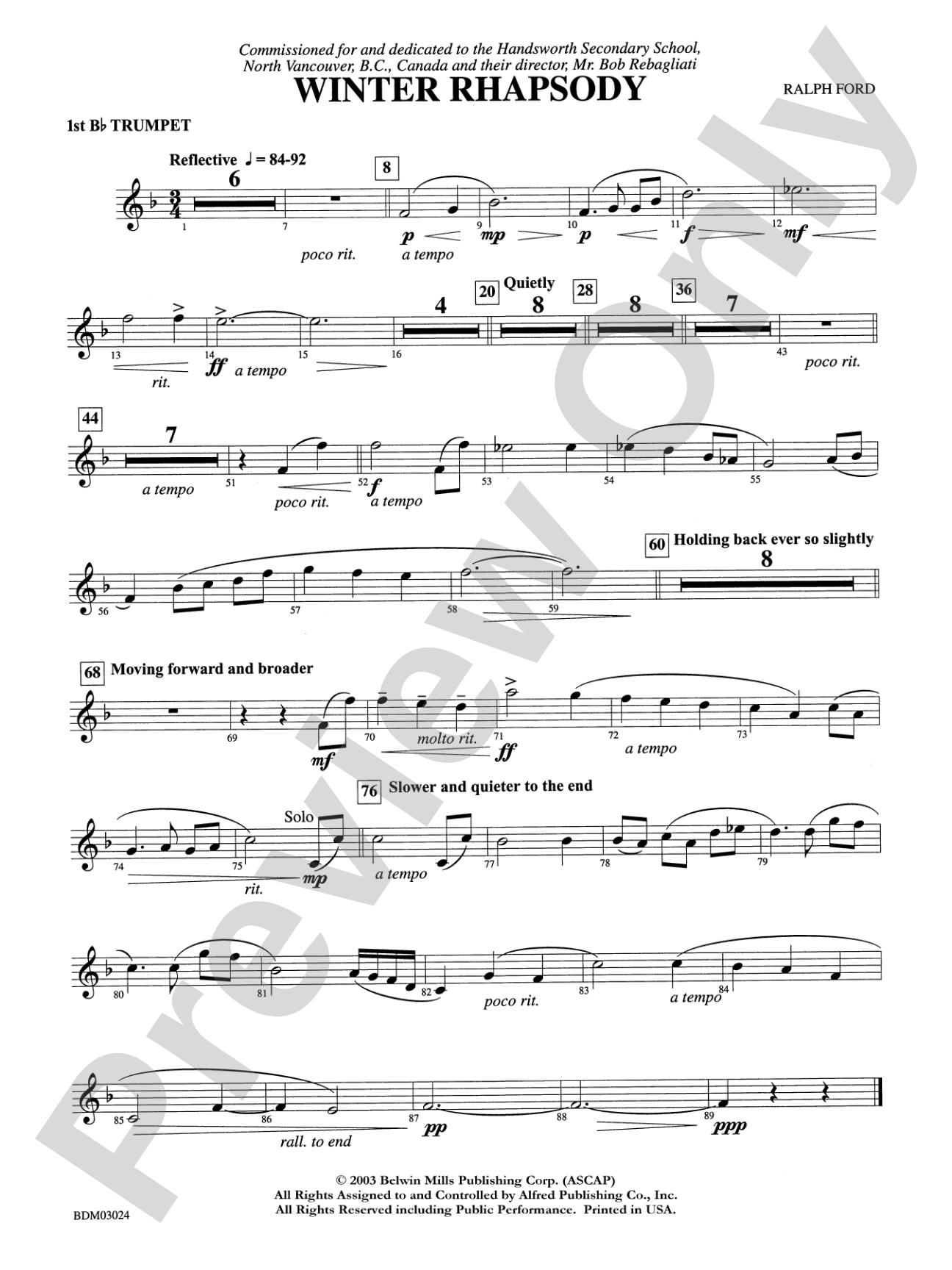 Winter Rhapsody: 1st B-flat Trumpet