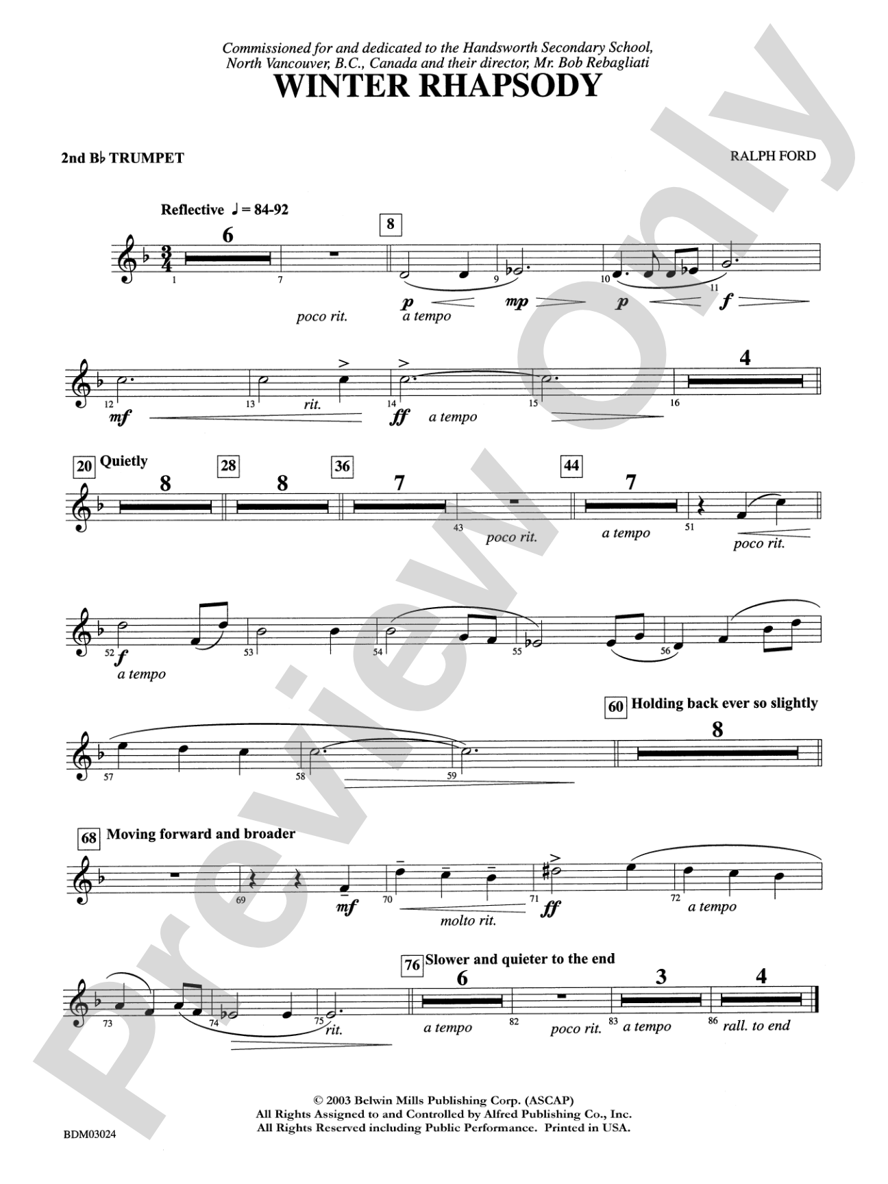 Winter Rhapsody: 2nd B-flat Trumpet