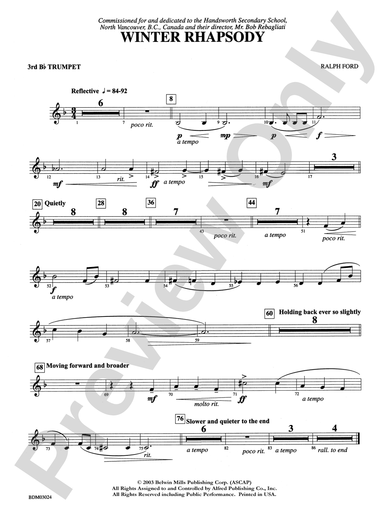 Winter Rhapsody: 3rd B-flat Trumpet