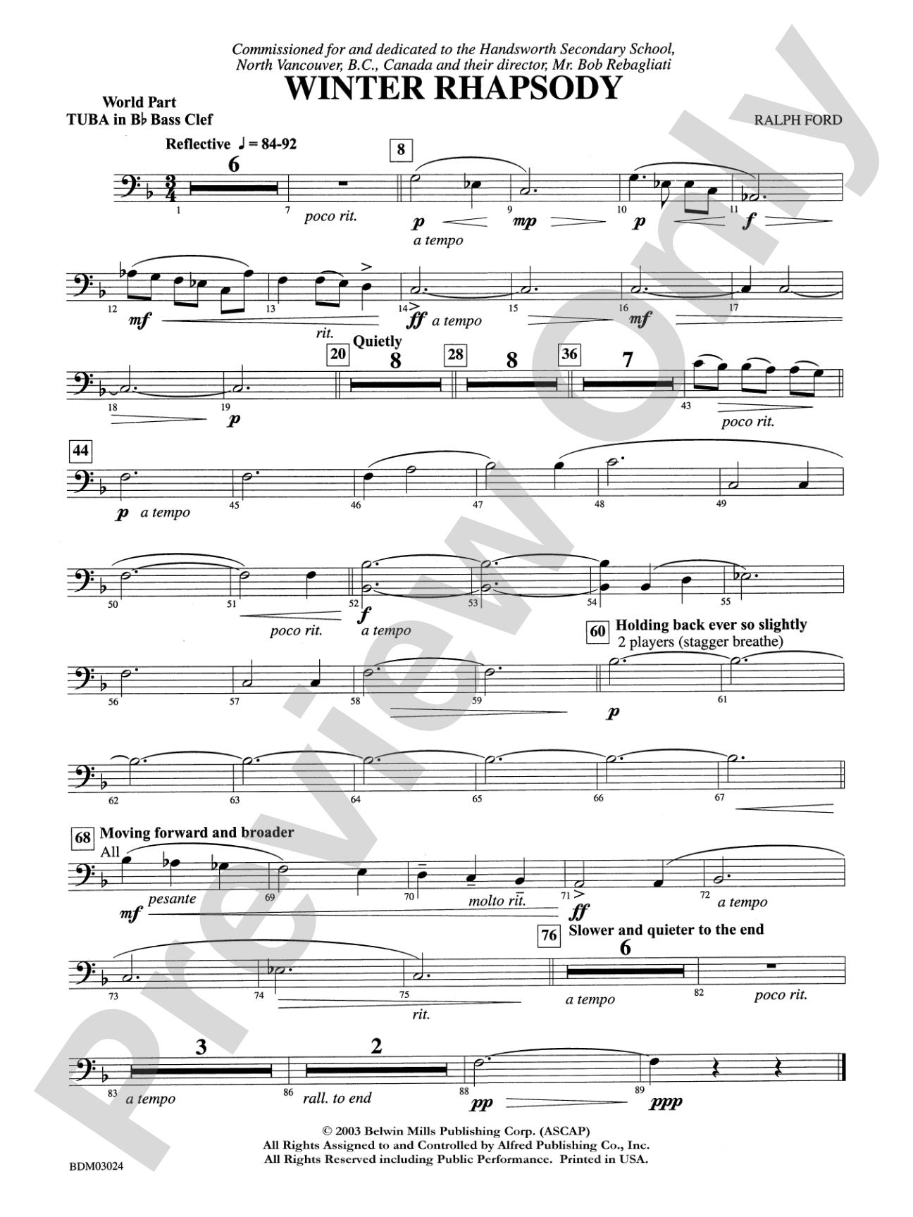 Winter Rhapsody: WP B-flat Tuba B.C.