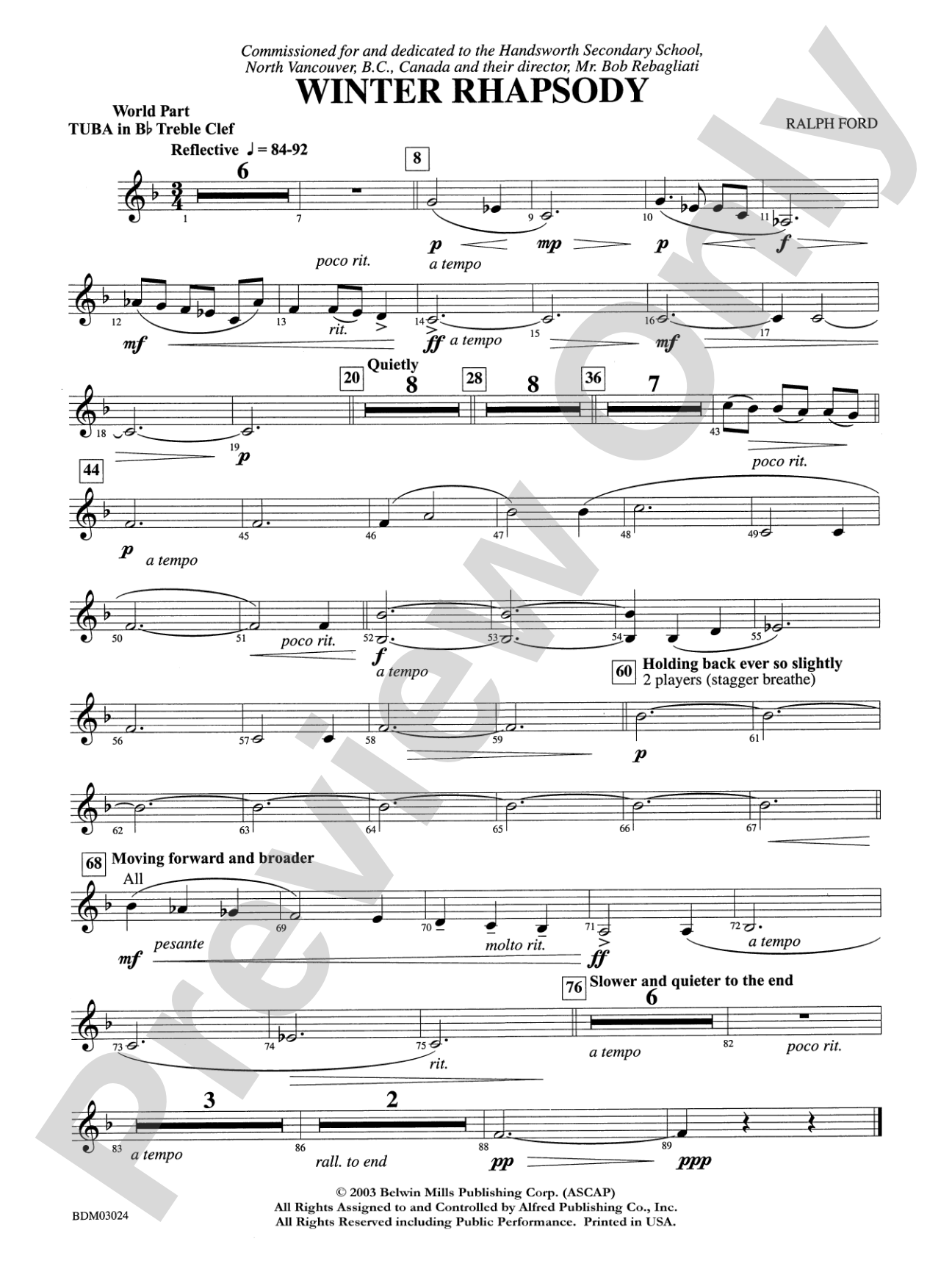 Winter Rhapsody: WP B-flat Tuba T.C.
