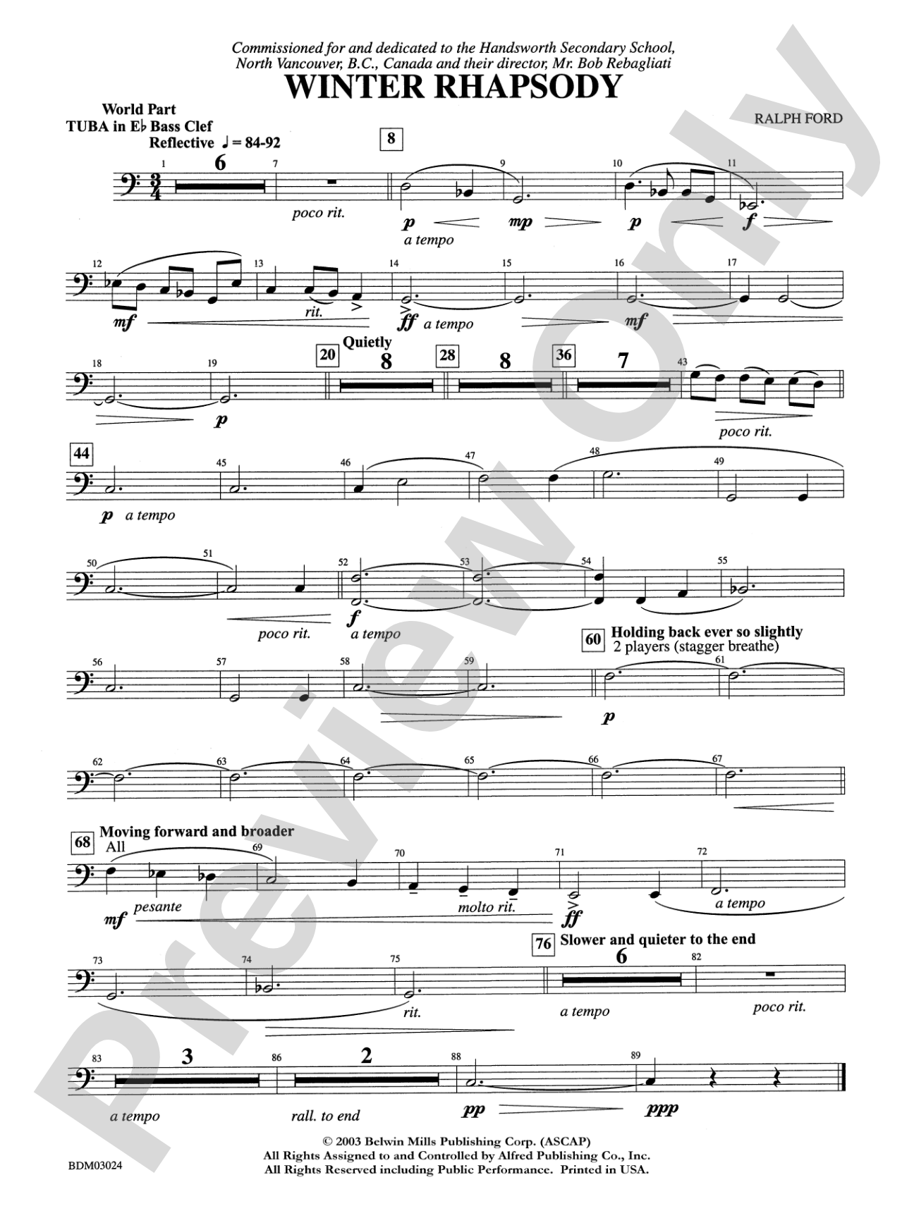 Winter Rhapsody: WP E-flat Tuba B.C.