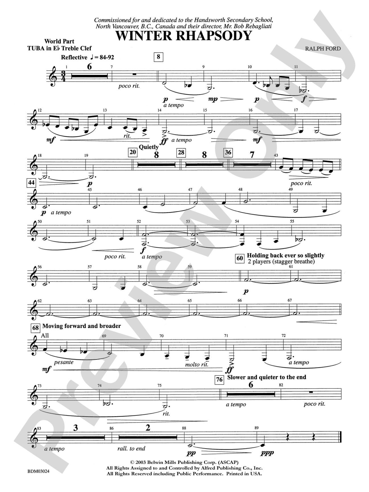 Winter Rhapsody: WP E-flat Tuba T.C.