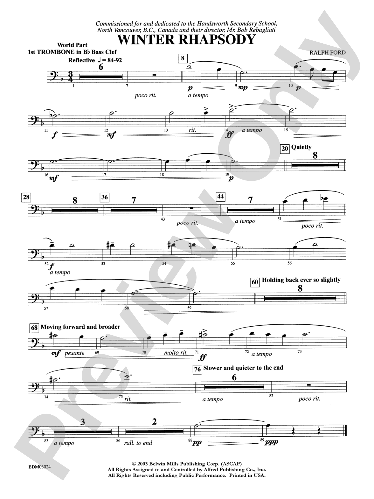 Winter Rhapsody: WP 1st B-flat Trombone B.C.