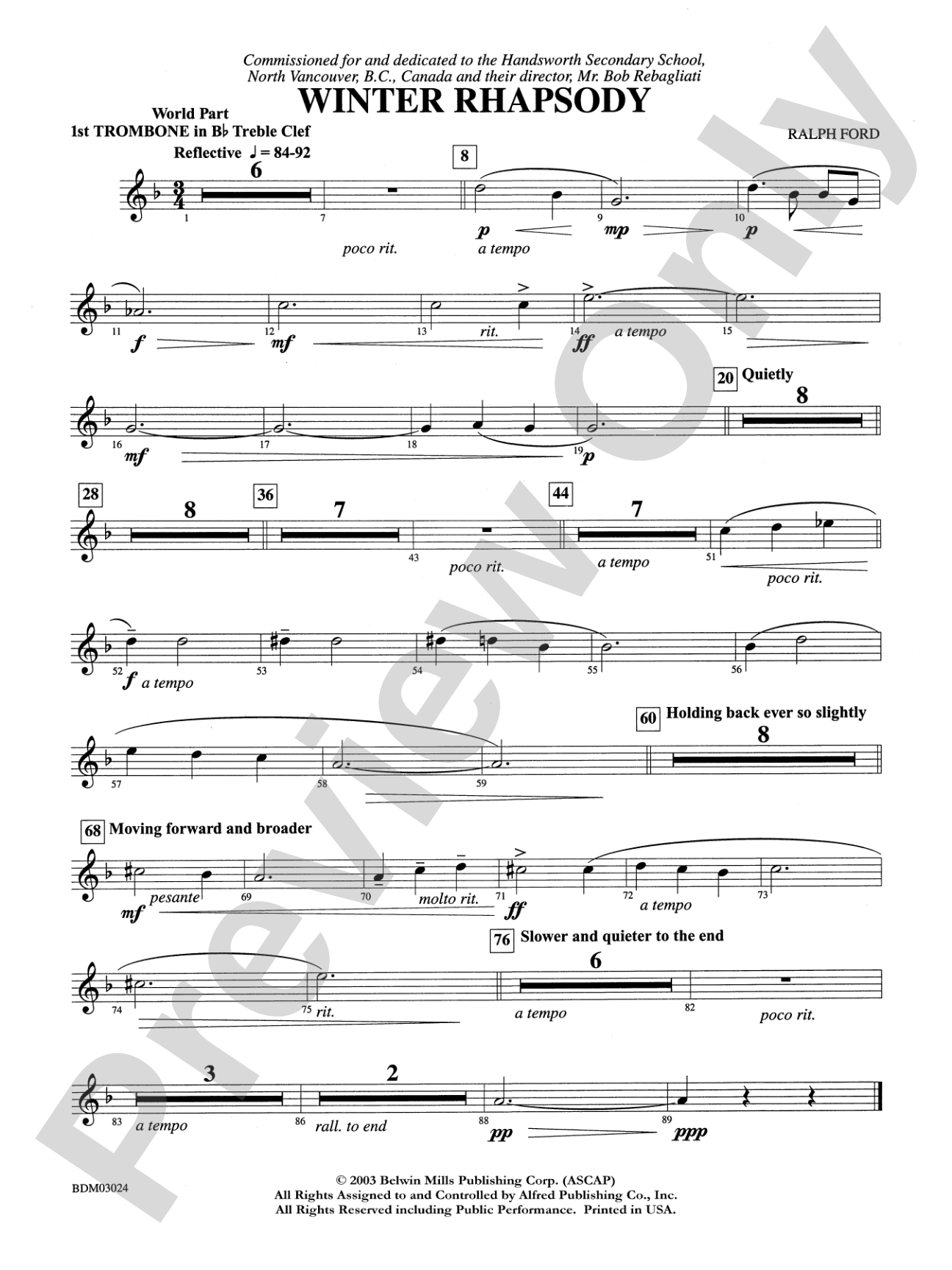 Winter Rhapsody: WP 1st B-flat Trombone T.C.