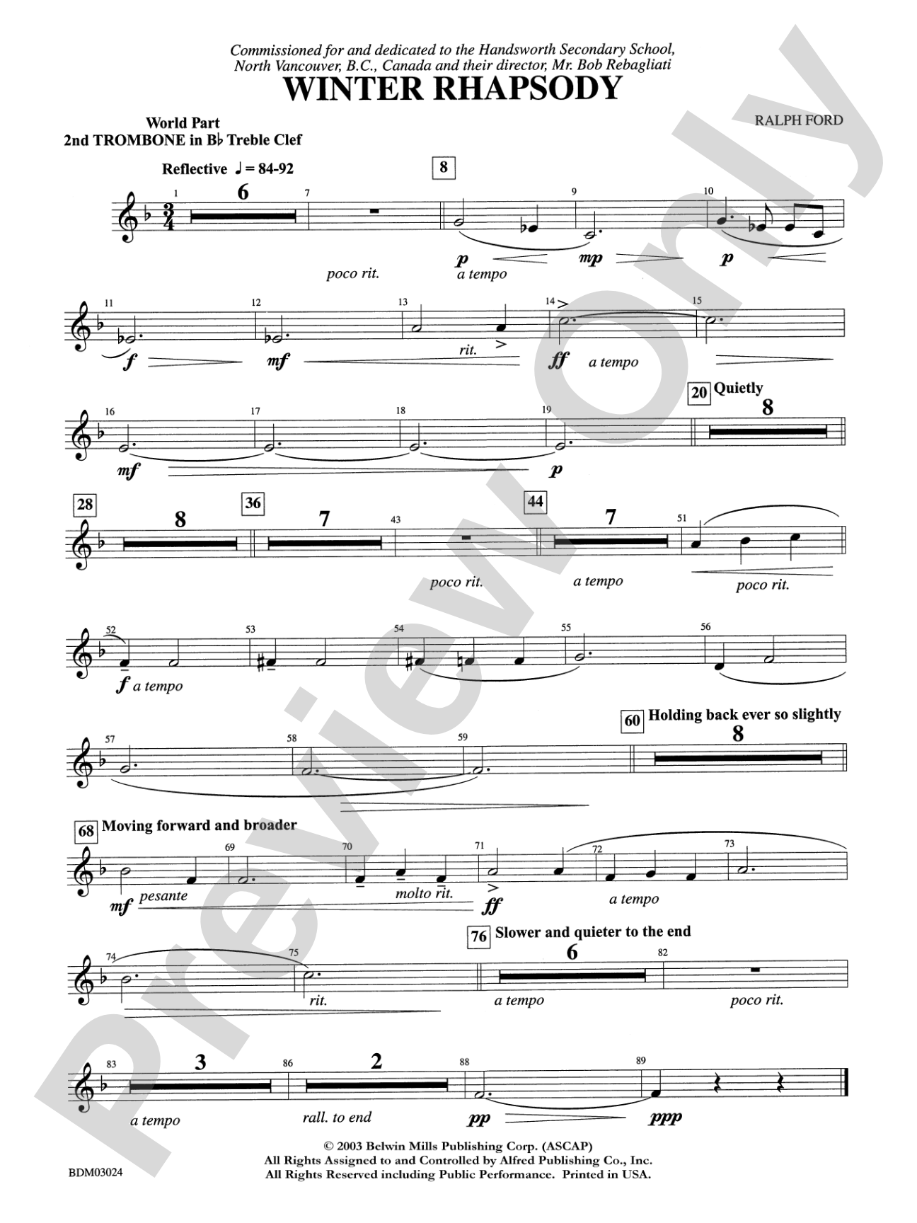 Winter Rhapsody: WP 2nd B-flat Trombone T.C.