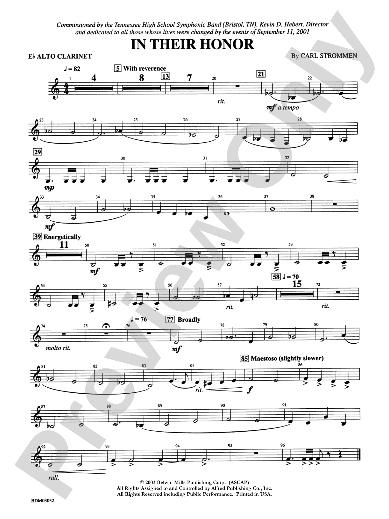 In Their Honor: E-flat Alto Clarinet