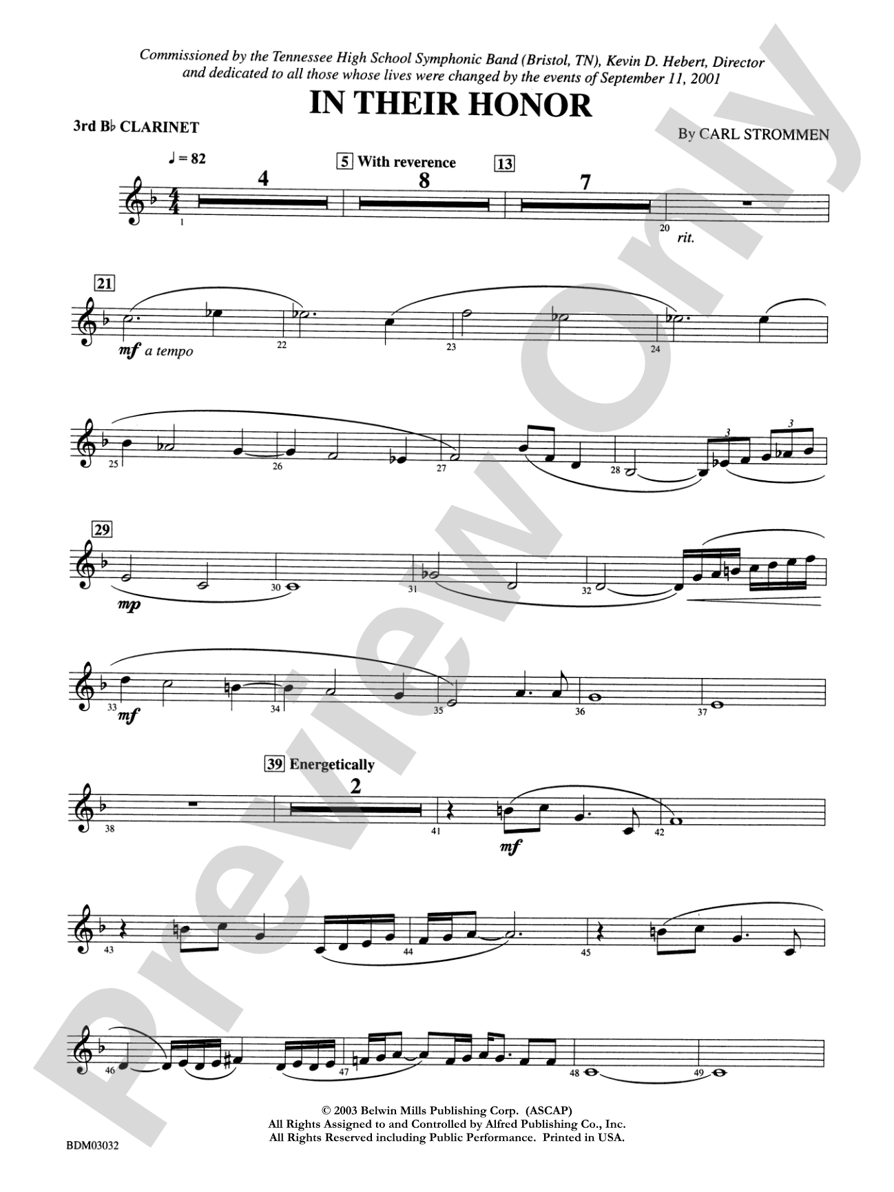 In Their Honor: 3rd B-flat Clarinet