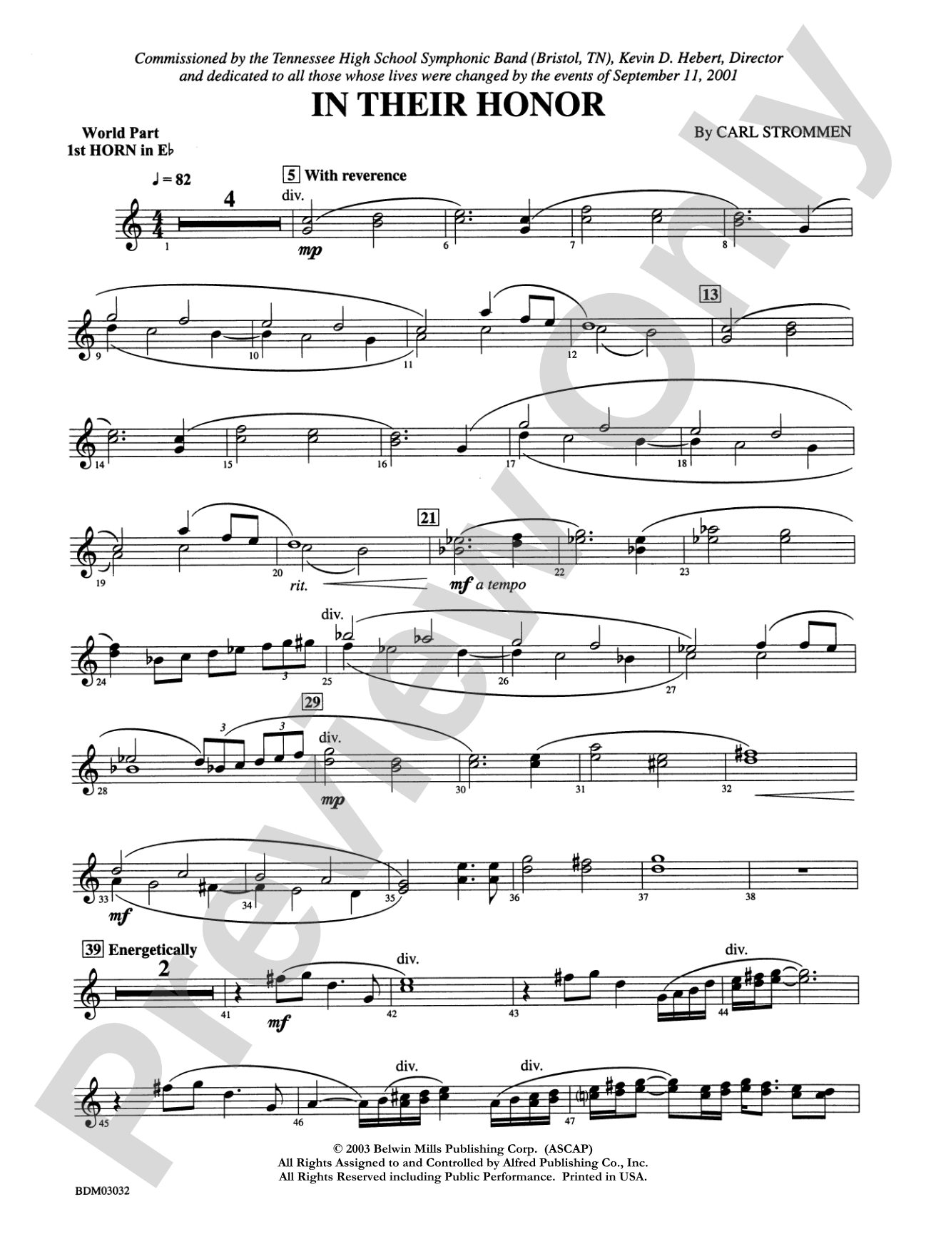In Their Honor: WP 1st Horn in E-flat