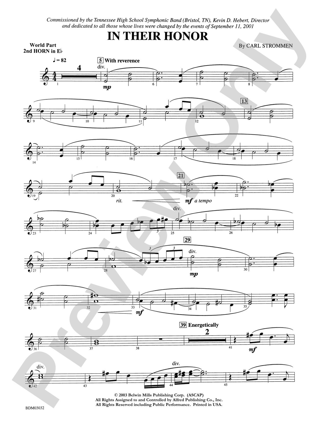 In Their Honor: WP 2nd Horn in E-flat