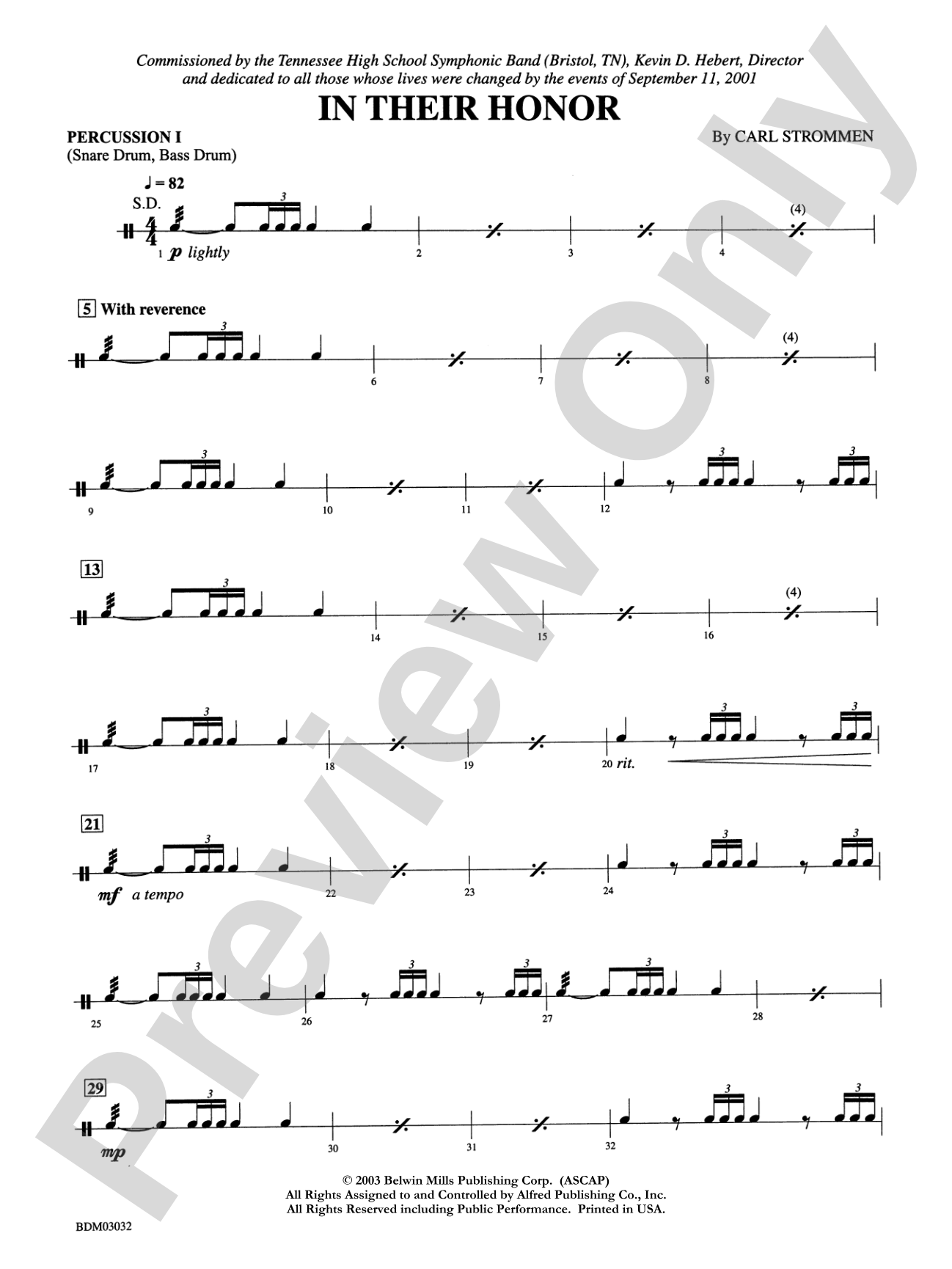 In Their Honor: 1st Percussion