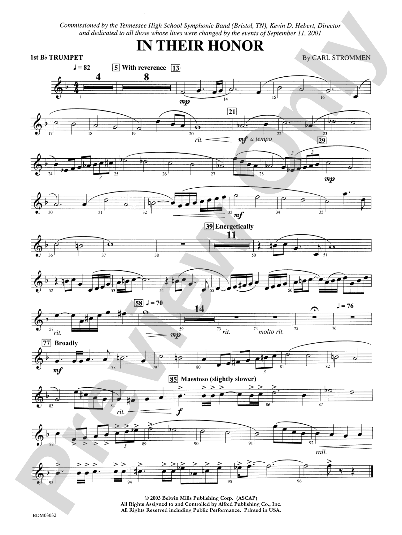 In Their Honor: 1st B-flat Trumpet