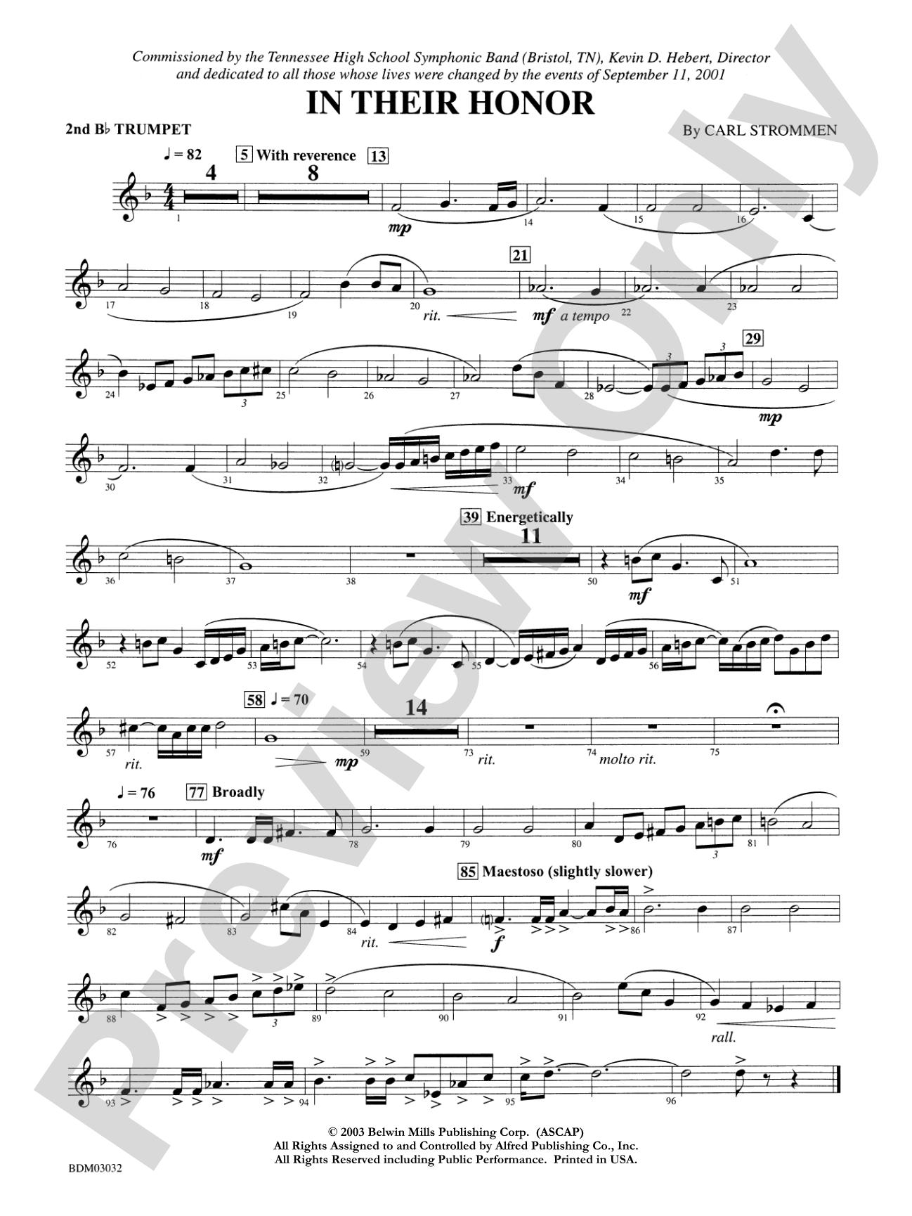 In Their Honor: 2nd B-flat Trumpet