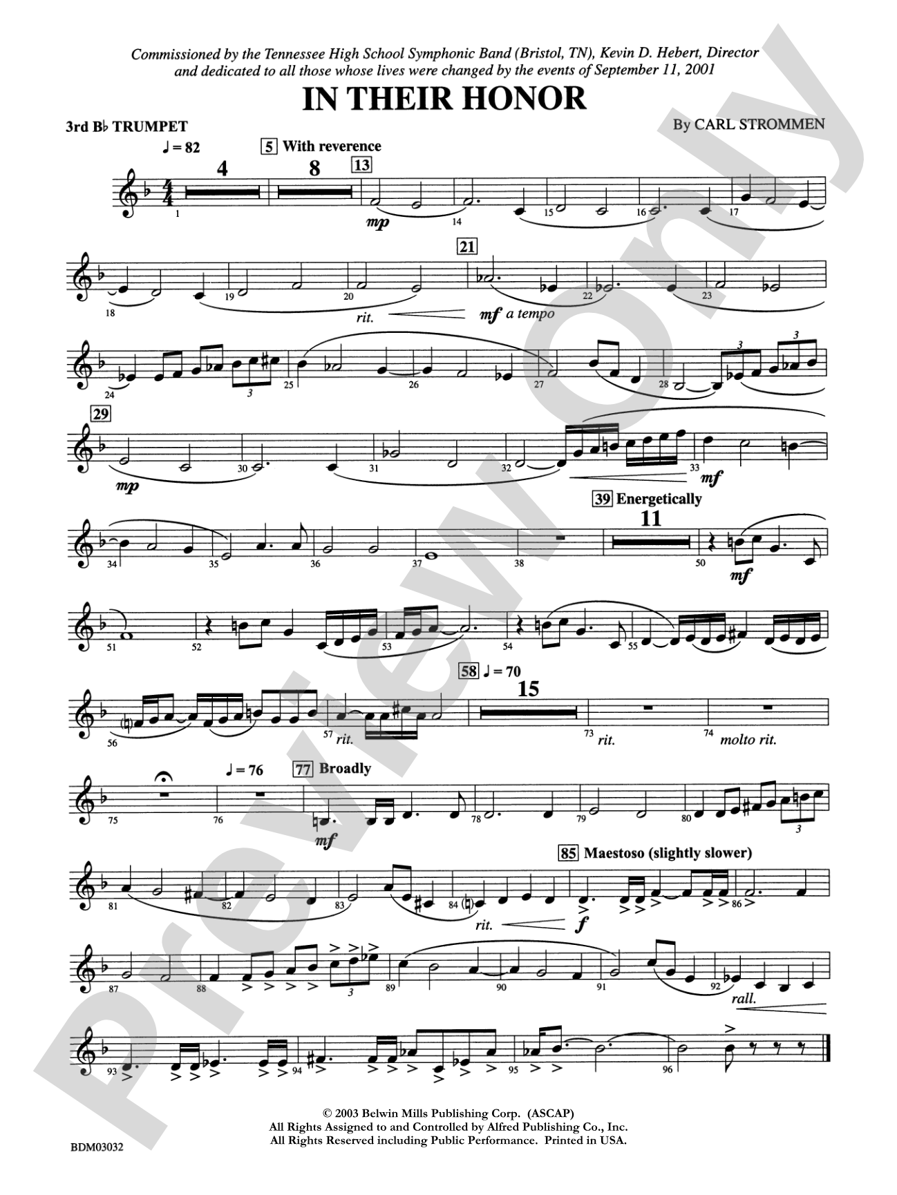 In Their Honor: 3rd B-flat Trumpet