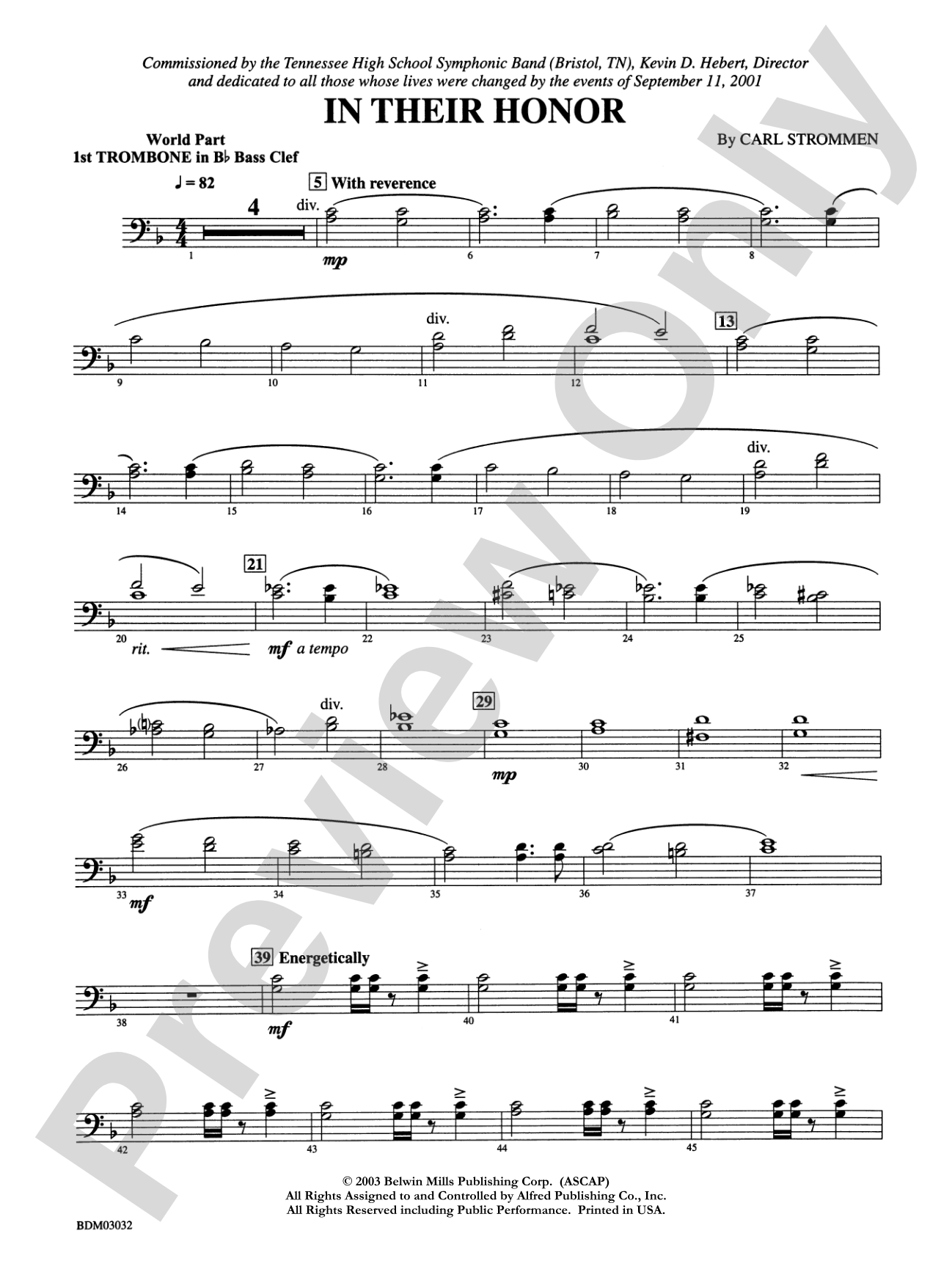 In Their Honor: WP 1st B-flat Trombone B.C.