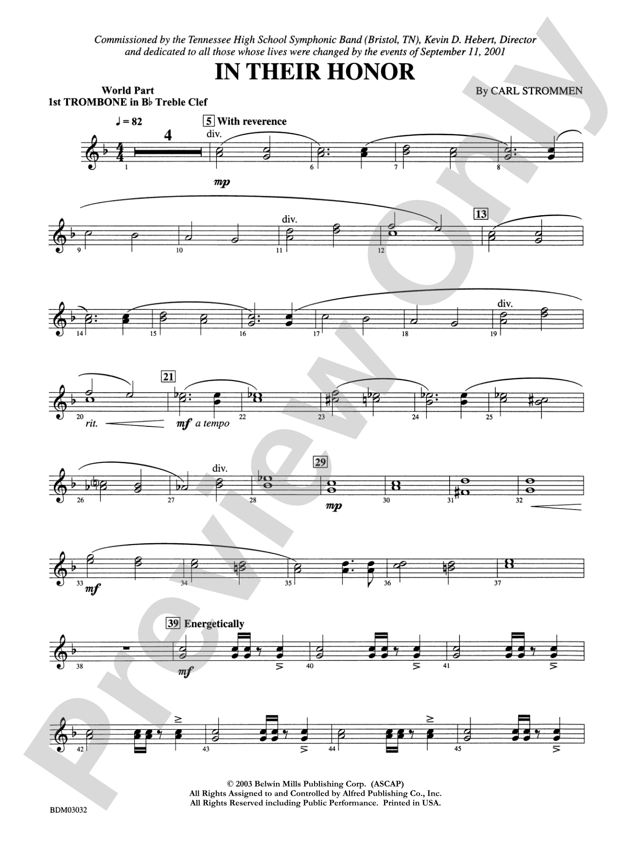 In Their Honor: WP 1st B-flat Trombone T.C.