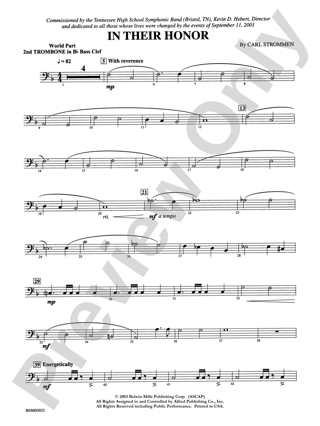 In Their Honor: WP 2nd B-flat Trombone B.C.