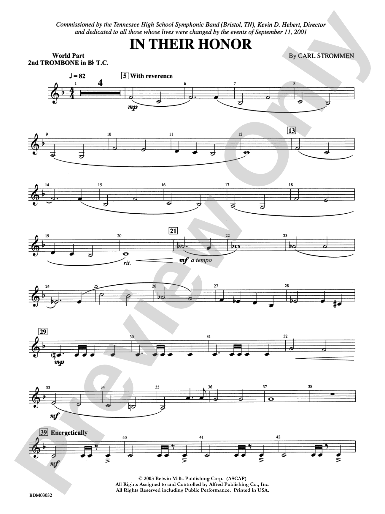 In Their Honor: WP 2nd B-flat Trombone T.C.