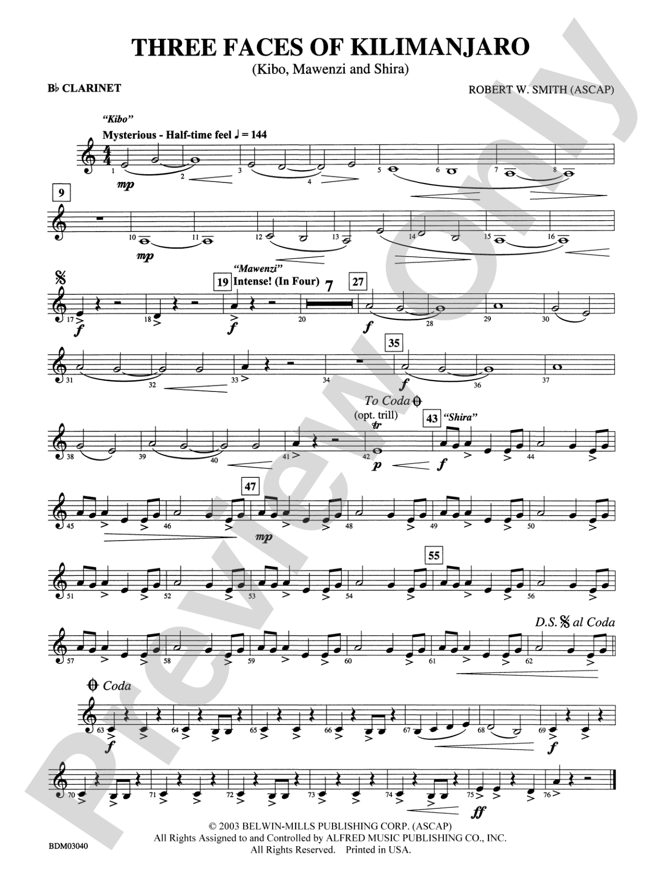 Three Faces of Kilimanjaro (Kibo, Mawenzi, and Shira): 1st B-flat Clarinet
